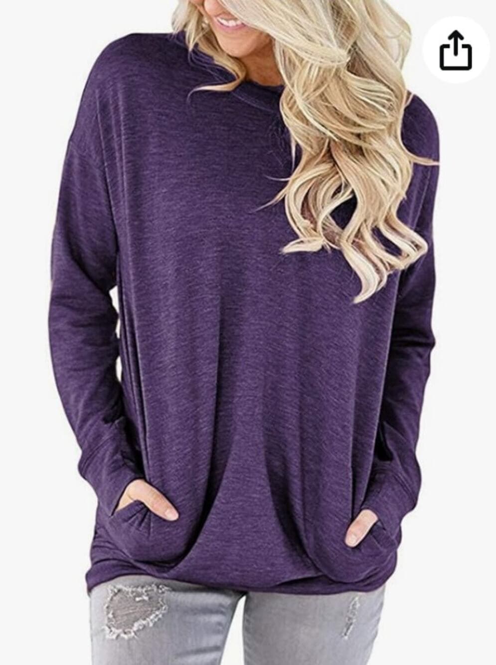 onlypuff Women's Pocket Shirt Tunic Tops Sweatshirts