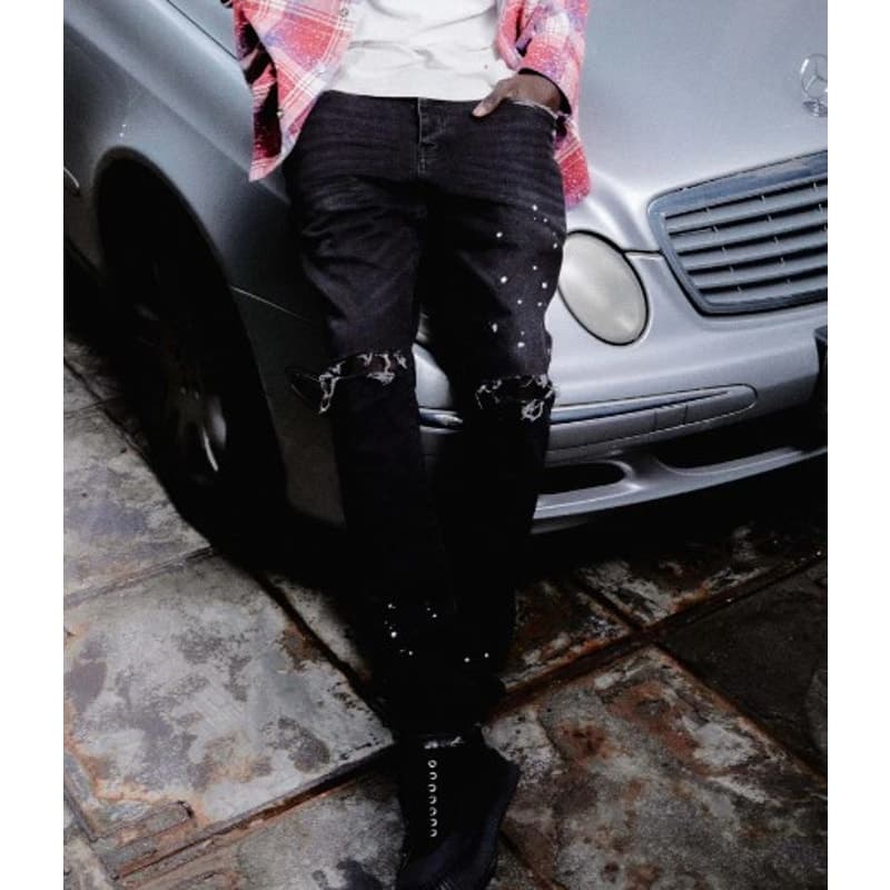 Purple Brand - P001 Black Overspray Jeans - 36 - Brand New