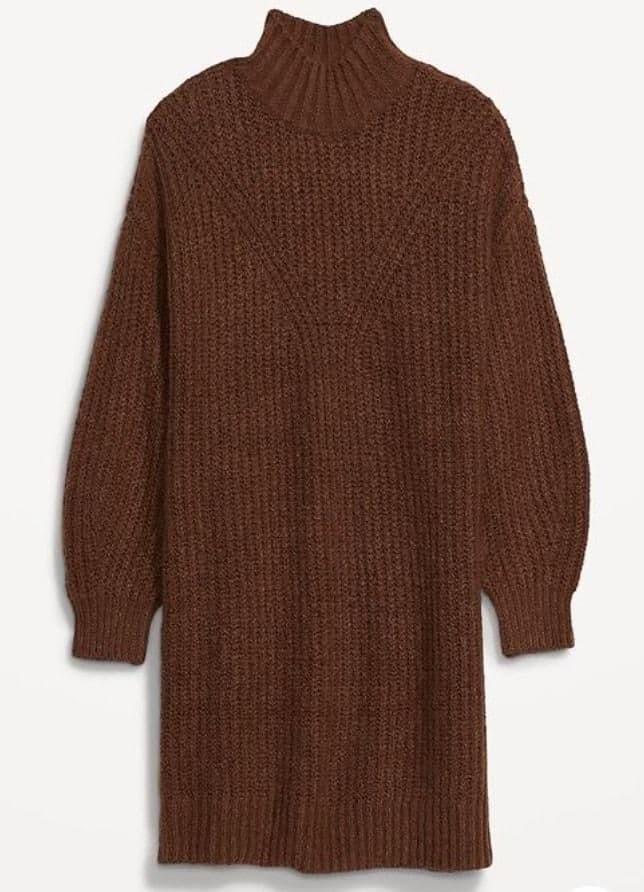 Old Navy Womens Long-Sleeve Relaxed Mock-Neck Mini Sweater Shift Dress - Sweaters - Med - new-with-tags - Old Navy