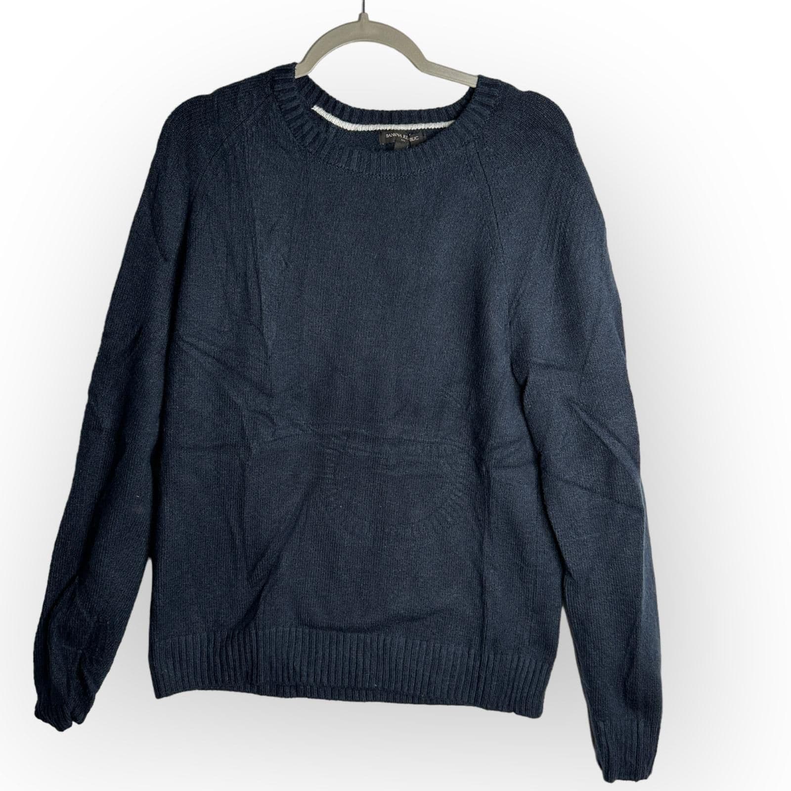 Banana Republic Mens Navy Blue Cozy Cotton Crewneck Sweater - Medium - New - M - Sweaters - new-with-tags - Banana Republic