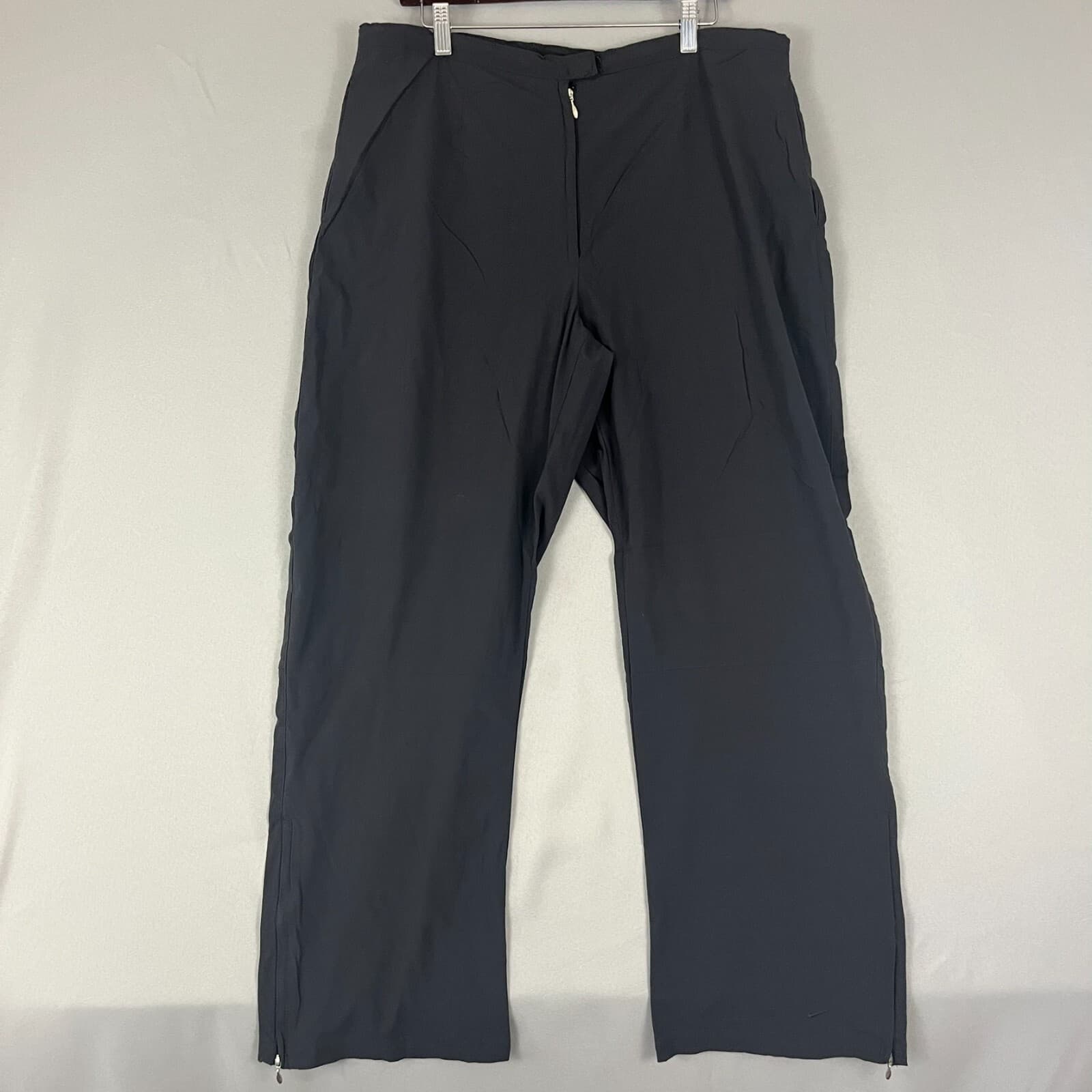 VINTAGE Nike Pants Womens Large 12-14 Charcoal Chino Windbreaker Ankle Side Zip