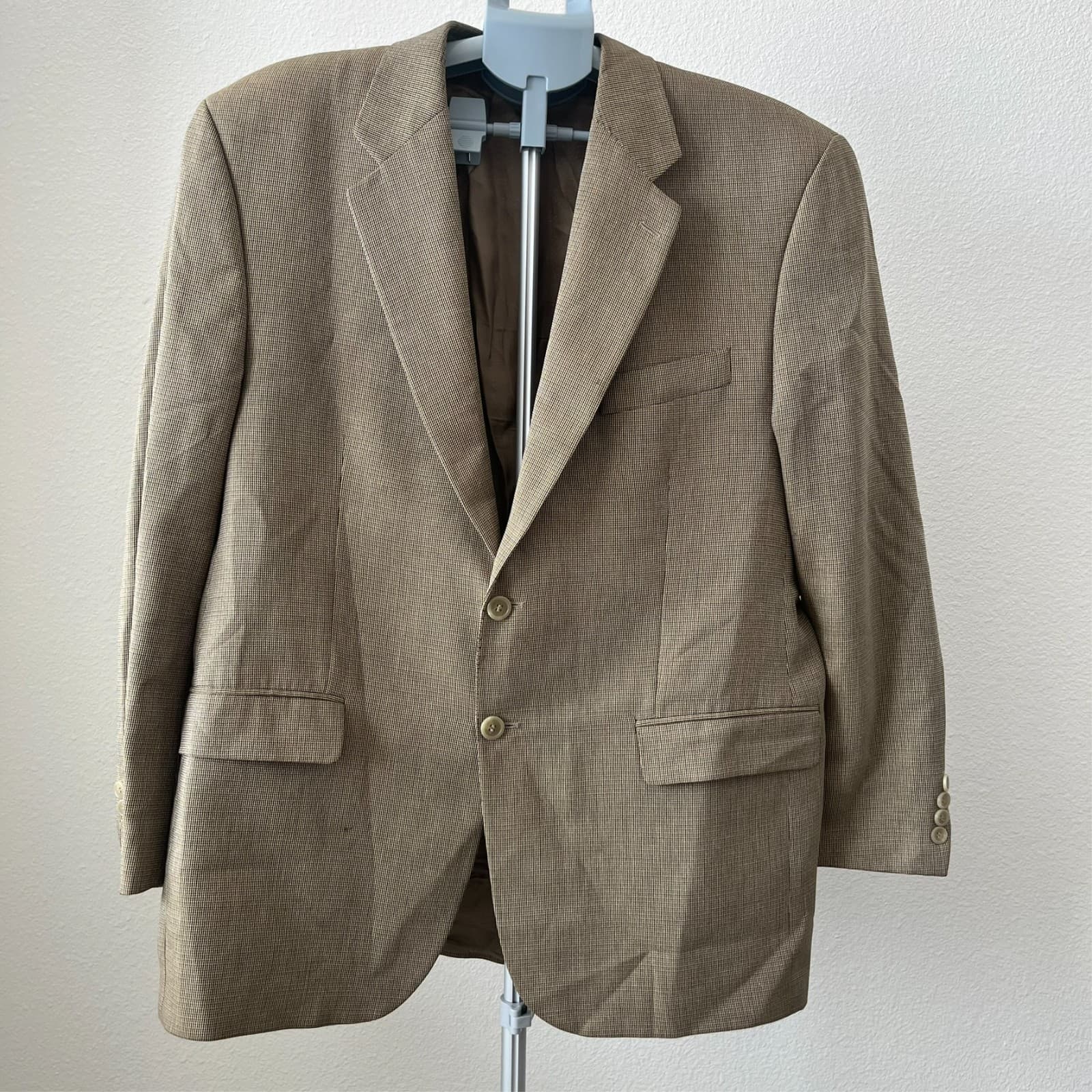 Vintage Chaps Ralph Lauren 46R Wool Blazer Tan Camel Sport Coat 90s Canada Made