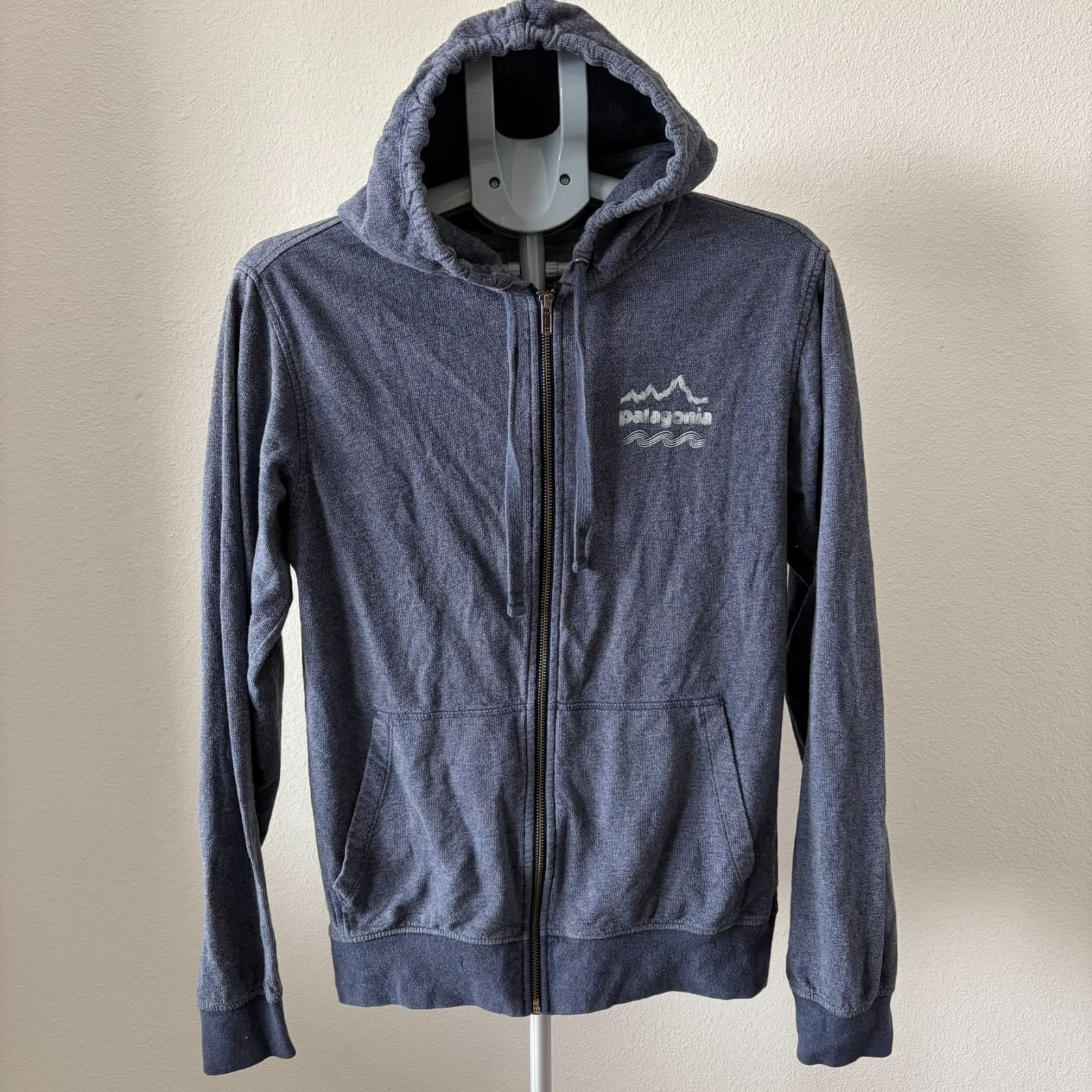 Patagonia Men's Small Brushed Badge Lightweight Hooded Full-Zip Sweatshirt Blue