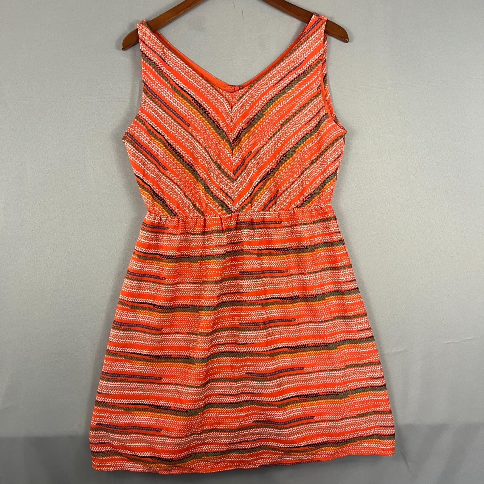 Anthropologie Tulle Womens Dress Sz Medium Orange Sleeveless Boho Summer Midi