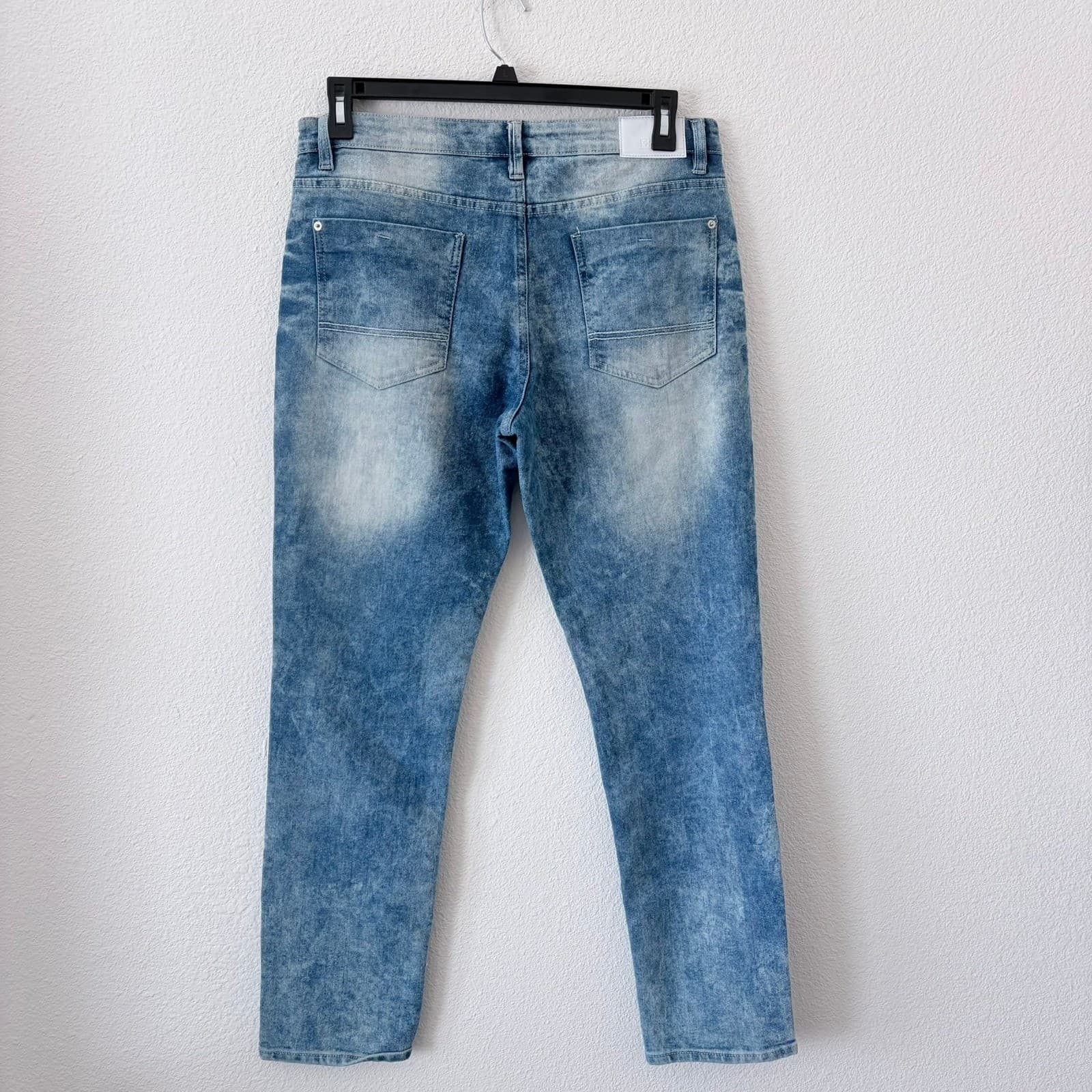 Southpole Mens Acid Wash Skinny Jeans Blue 30x32 Distressed Denim Y2K Skater