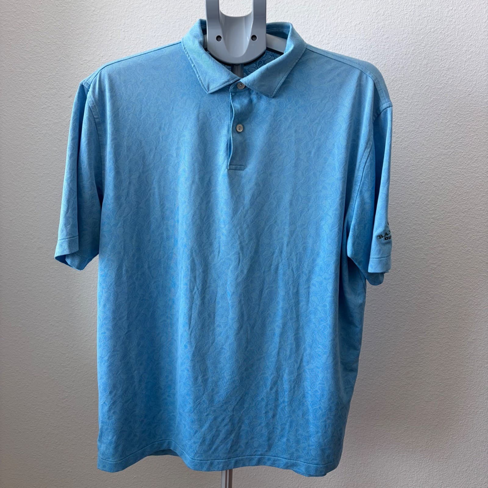 Peter Millar Polo Shirt Mens Size Large Blue Bandon Dunes All Over Paisley Golf