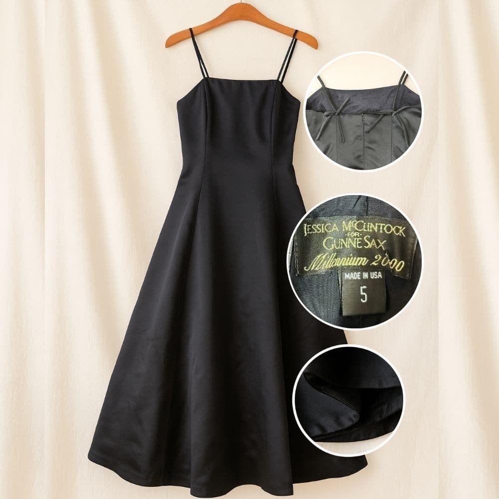 Vintage Black Jessica McClintock for Gunne Sax Prom Dress Sz 2000's Millennium