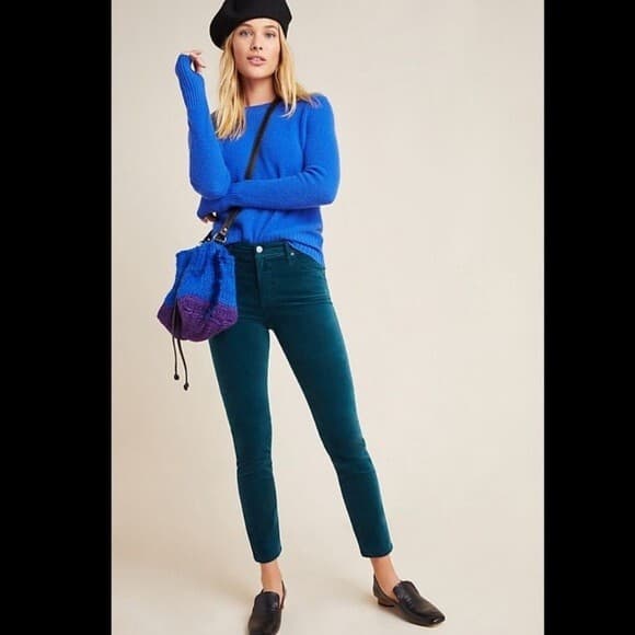 AG Jeans x Anthropologie SZ 28R High Rise Stevie Ankle Velvet Velour Pants Jeans