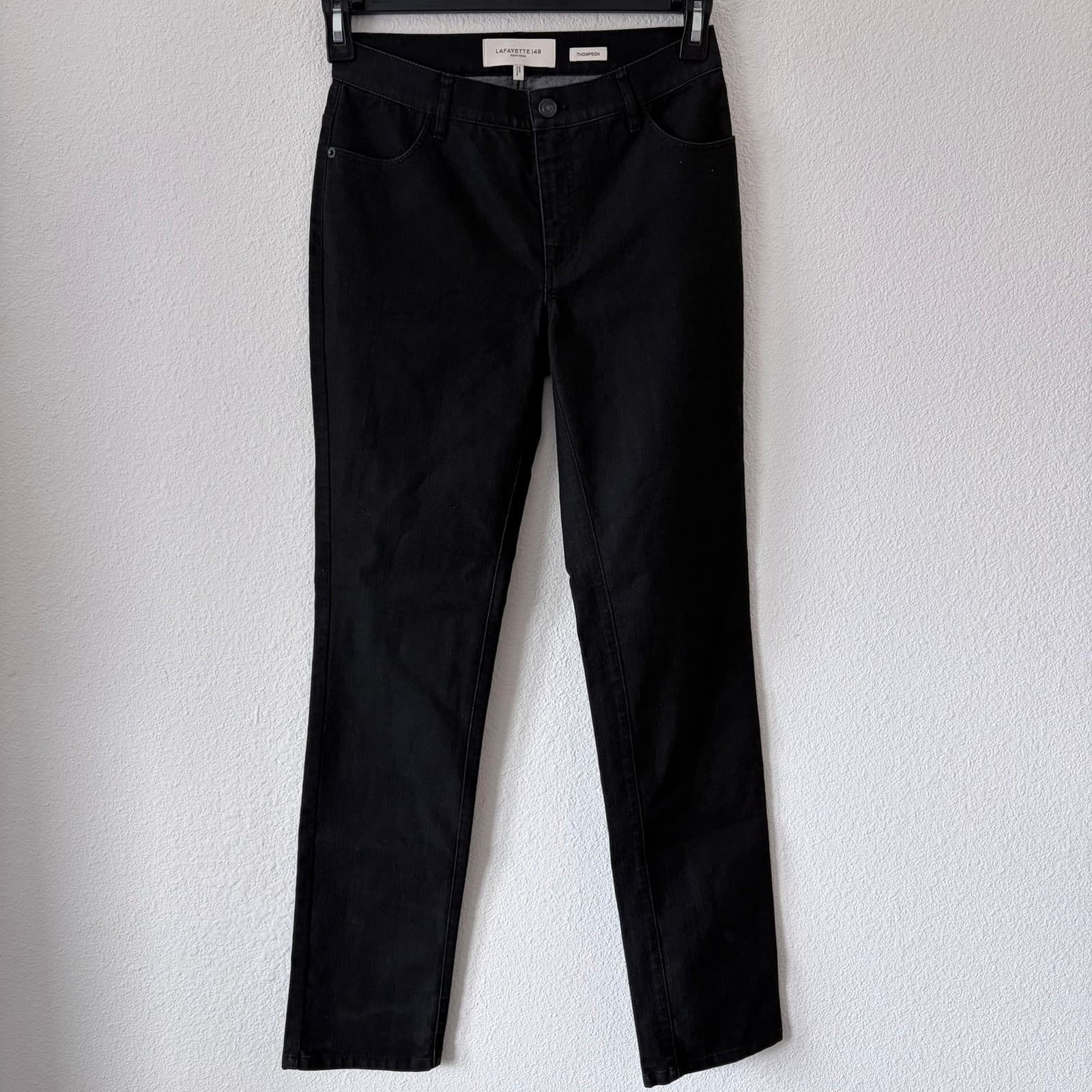 Lafayette 148 New York Thompson Black Denim Jeans Women's Sz 0 Career Minimalist