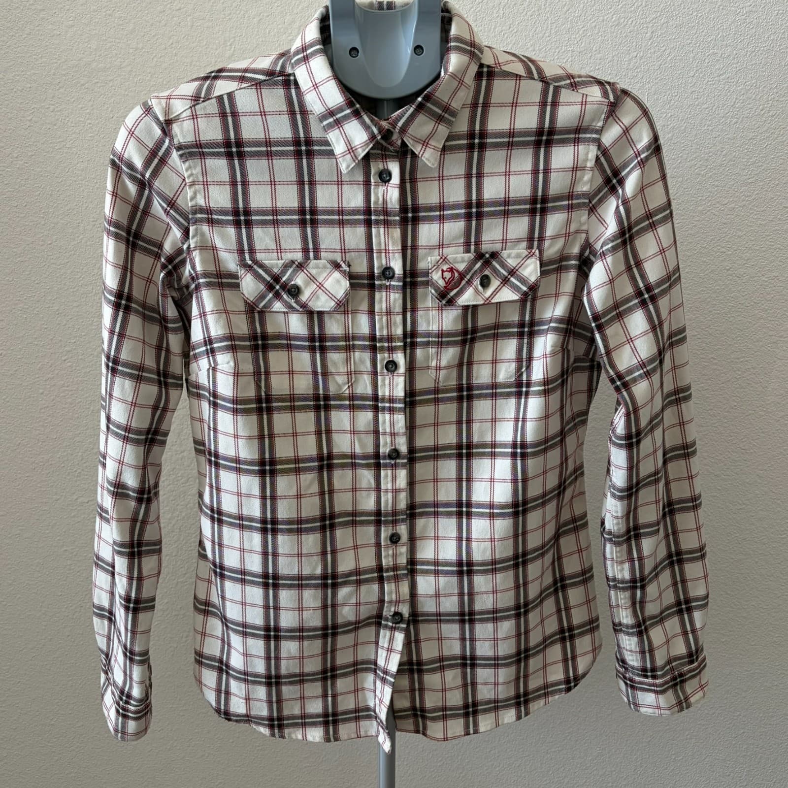 Fjallraven Fjallglim Stretch Shirt Womens Sz SM Flannel Long Sleeve Button Down