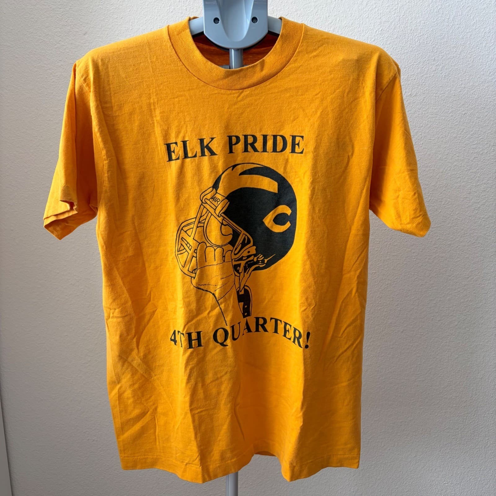 Fruit of the Loom Shirt Men's LG Gold 1993 Elk Pride Football Single Stitch USA
