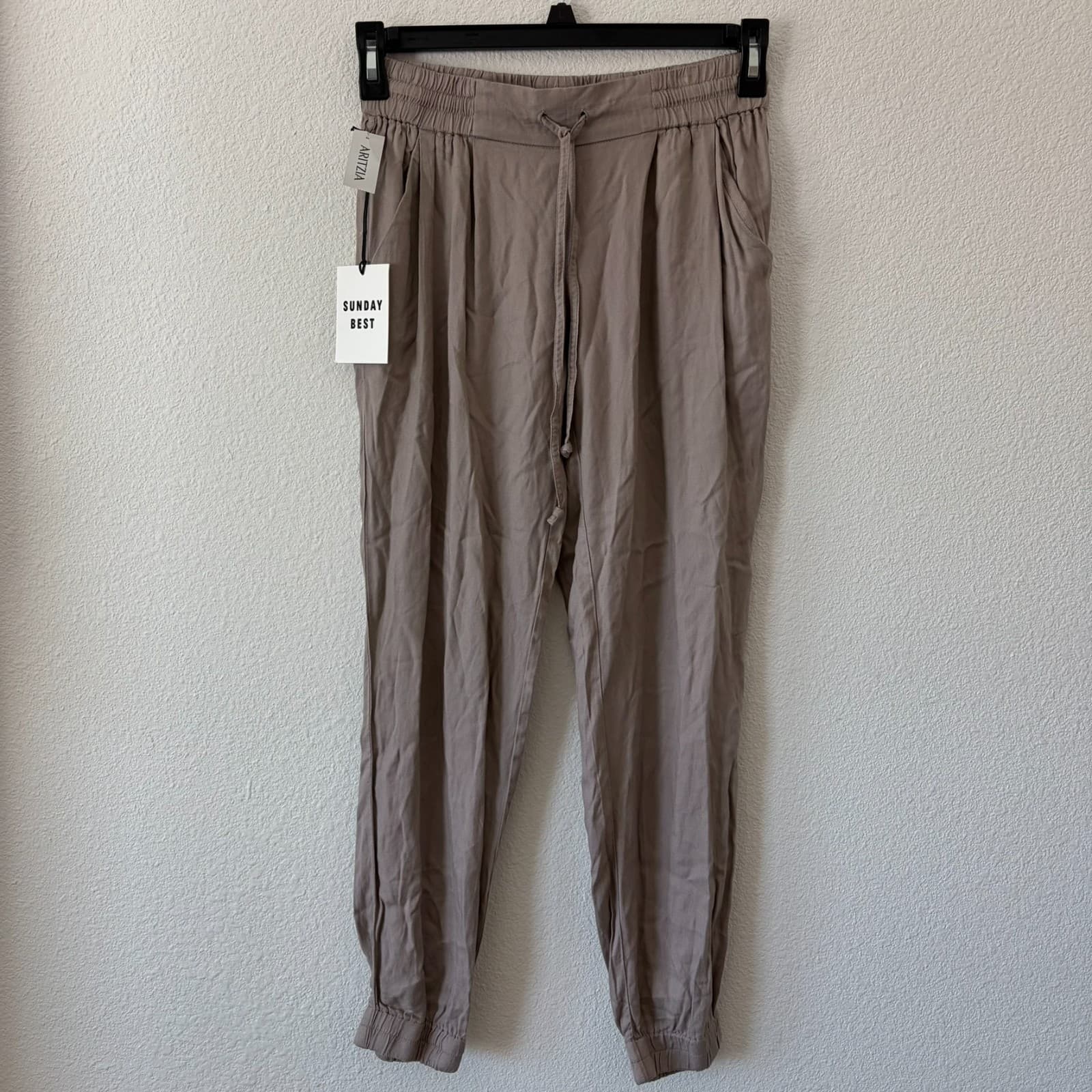 NWT Sunday Best Aritzia Tan Beige Los Feliz Jogger Lounge Pants Womens Small