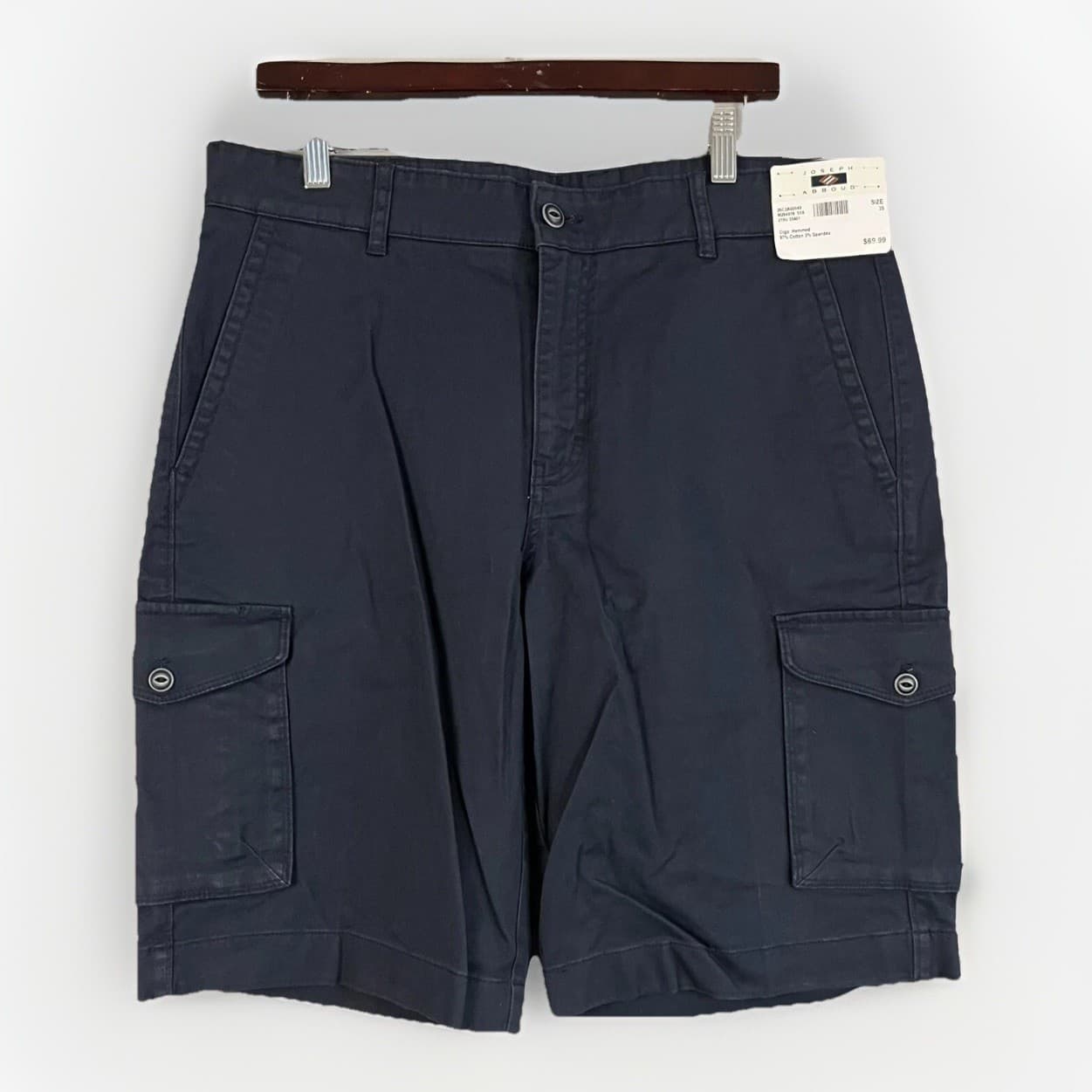 Joseph Abboud Cargo Shorts Men's 35 Black Denim Cotton Stretch Zip Fly Hiking