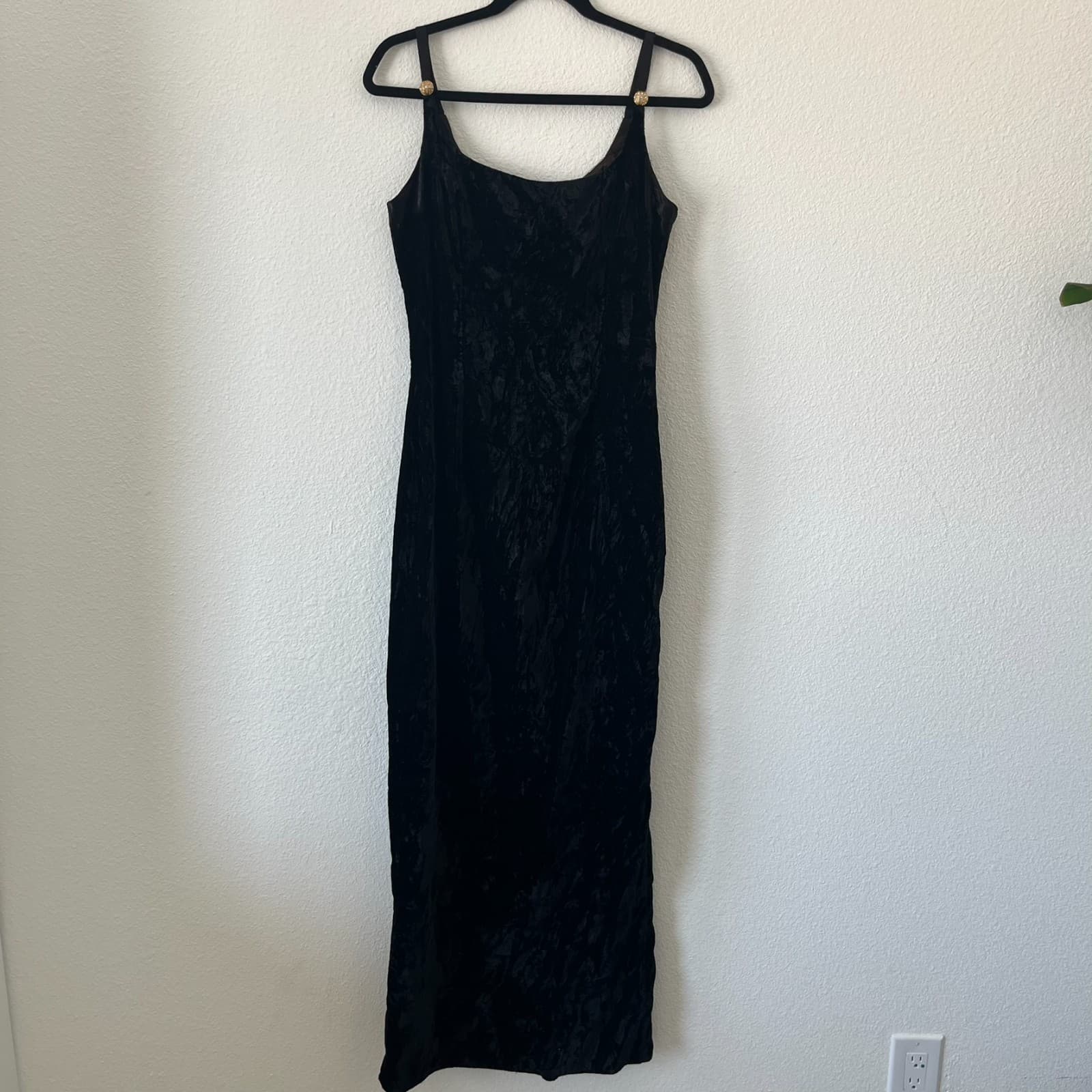 Vintage Scott Mcclintock Whimsigoth Maxi Dress Womens 10 Black Velvet Halloween