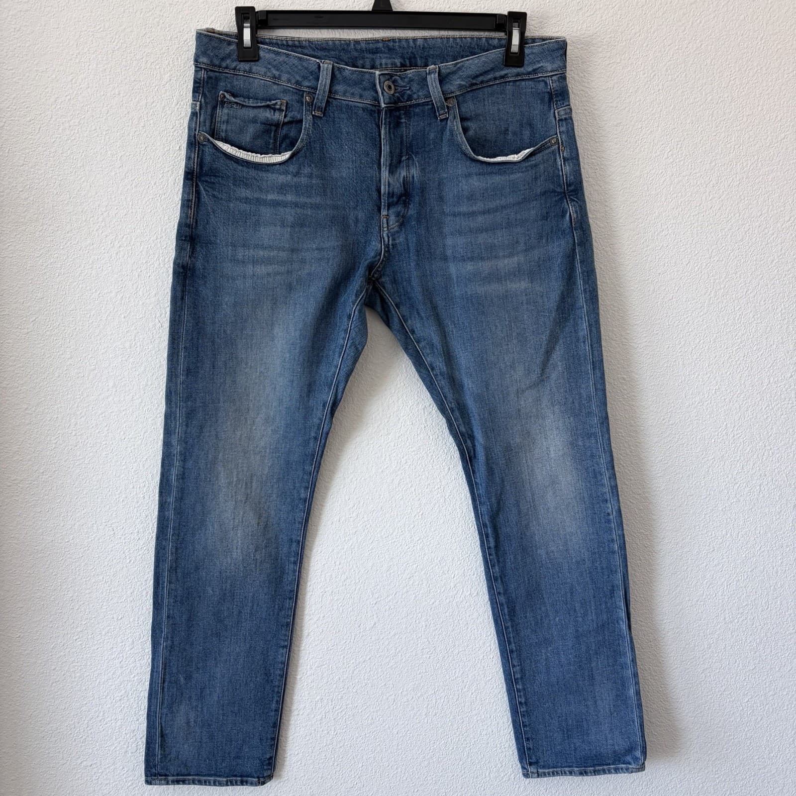 G-Star RAW 3301 Slim Jeans Men’s Blue Denim Button Fly 34x20 Skater Casual