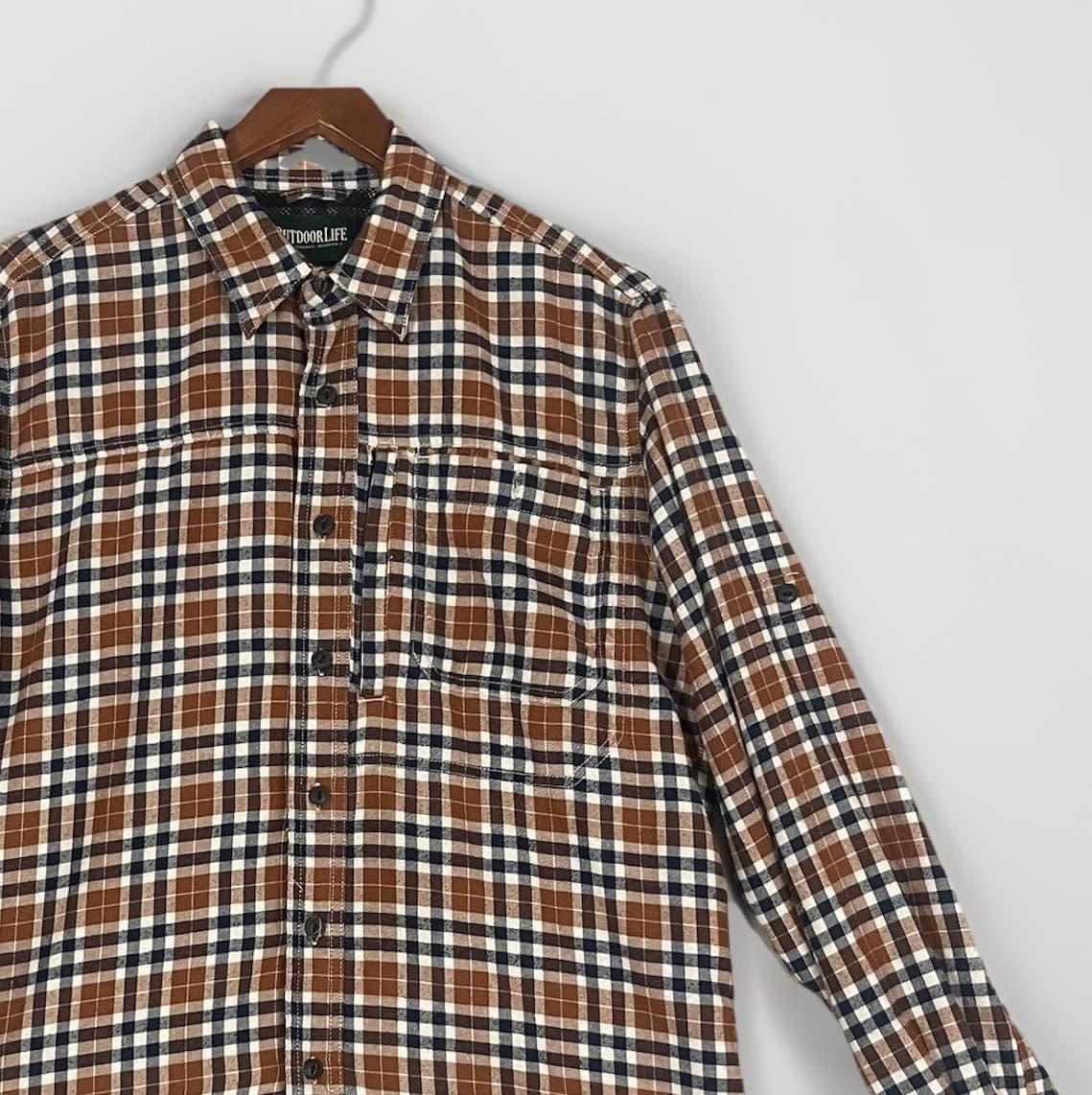 Outdoor Life Men's Medium Performance Flannel Shirt Moisture Wicking Quick Dry