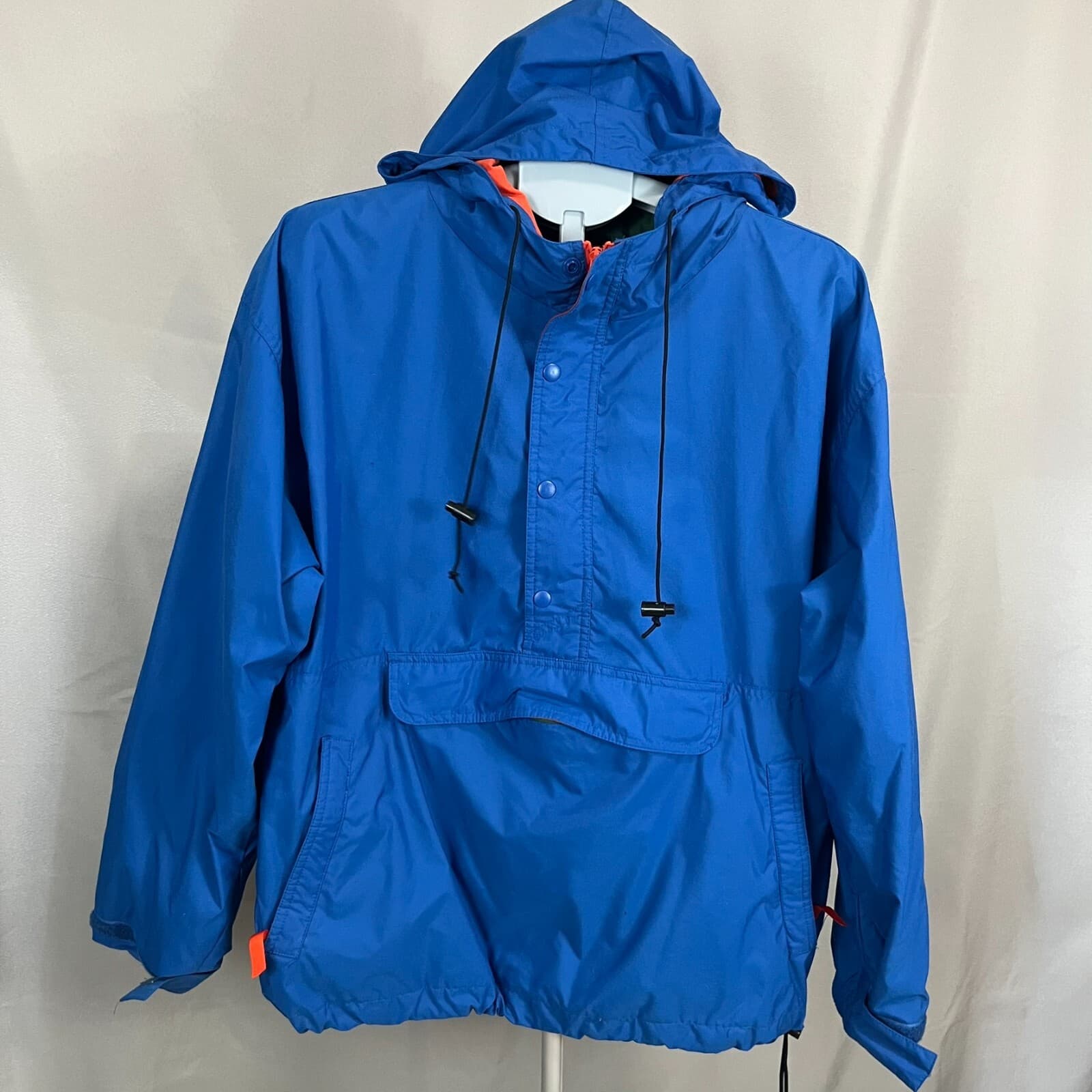 Vintage Gap Anorak Jacket Mens Medium Blue Nylon Pockets Hooded Lined Half Zip