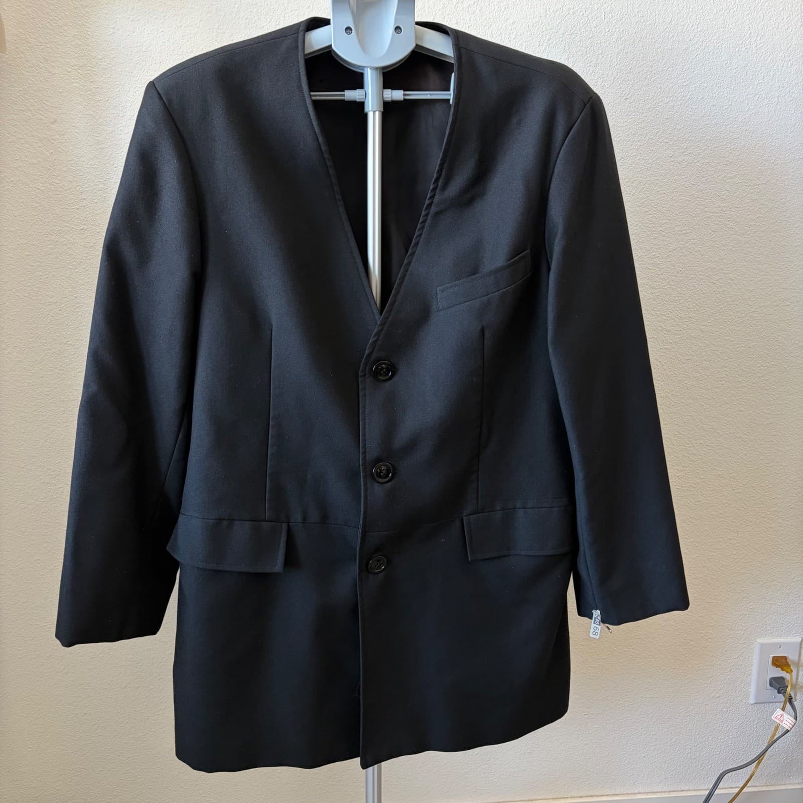 Wah Maker Frontier Clothing Blazer Mens 44 Black Wool Blend Frock Coat Vintage