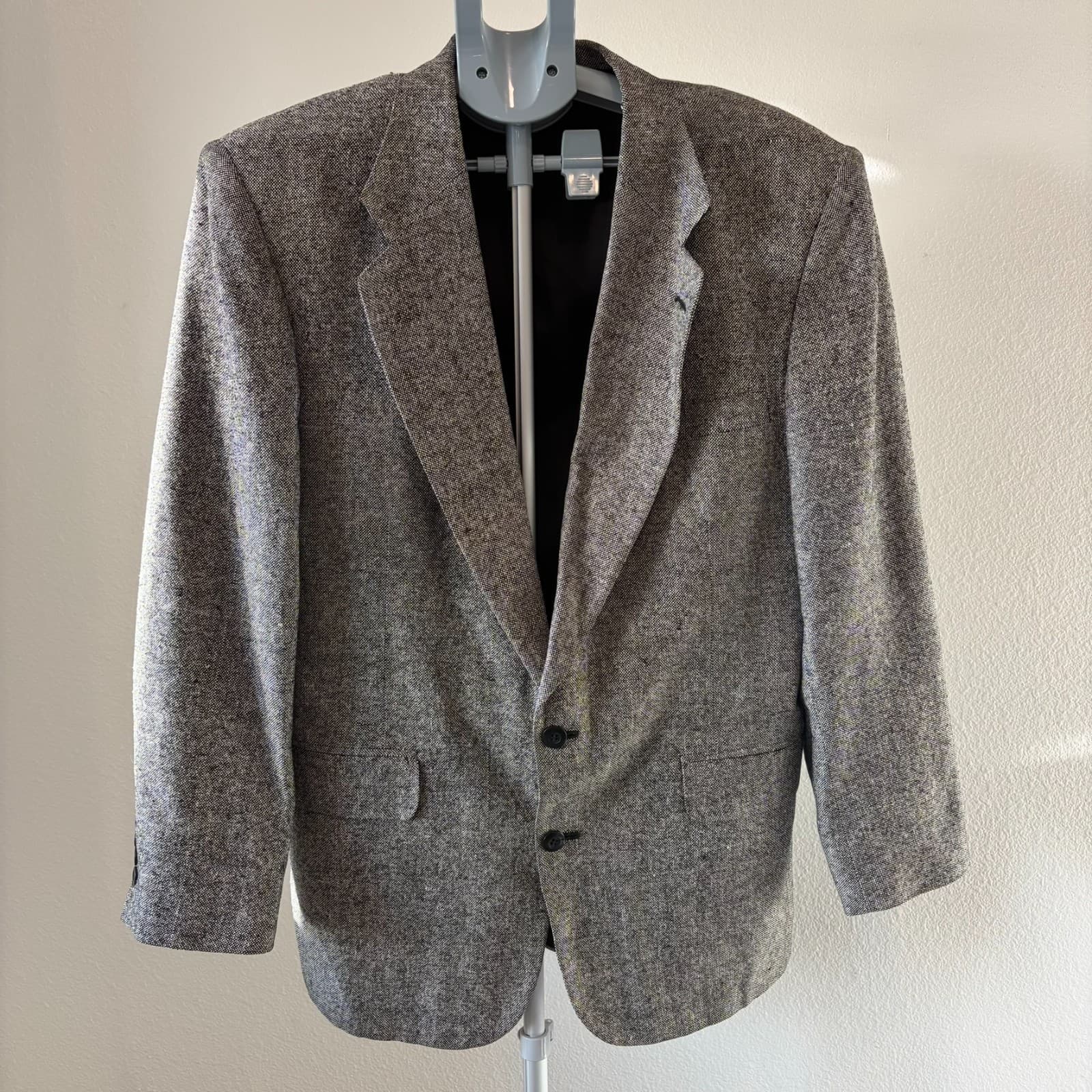 Vtg Robert Stock Blazer Jacket Mens 41R Gray Notch Lapel Single Breasted Formal
