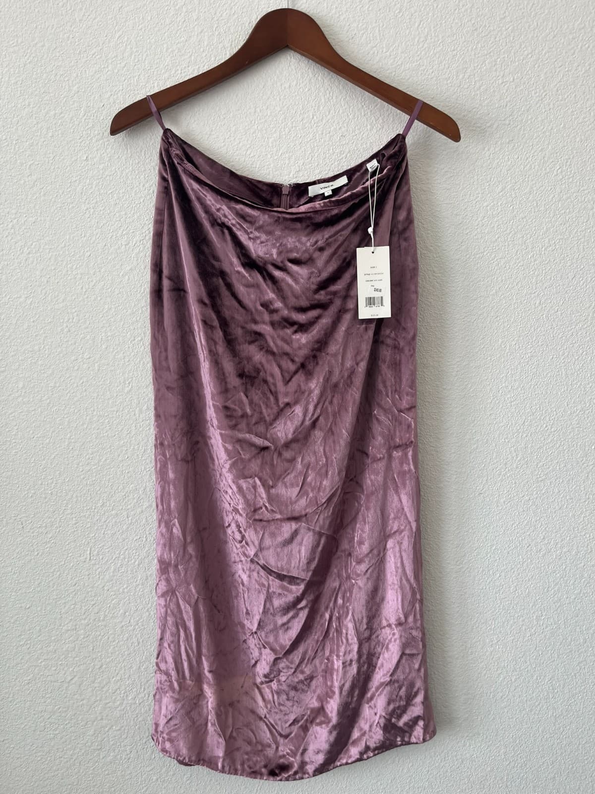 Vince Panne Wrap Skirt Women Sz 2 Purple Velvet Silk Single Vented Back Zip NWT