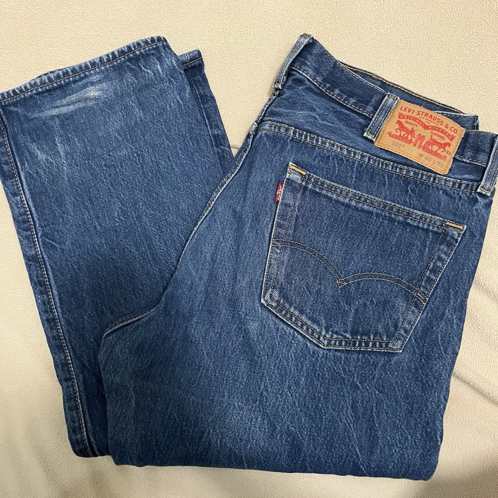 Levi's 501 Button Fly Mens Jeans Size (fits W 40x45 L) For Extra Tall Man Jeans