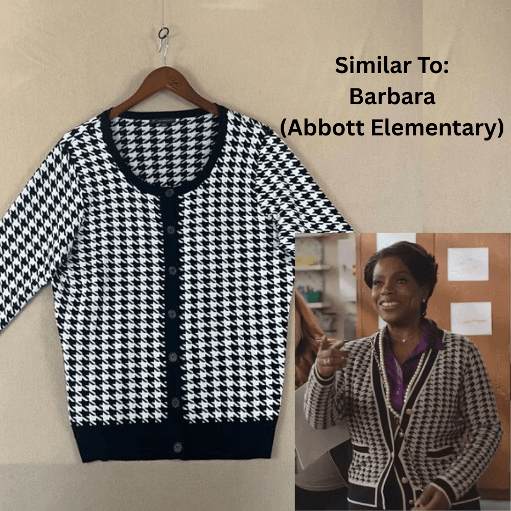 Adrianna Papell Women's Cardigan MED Black White Houndstooth Sweater ASO Style