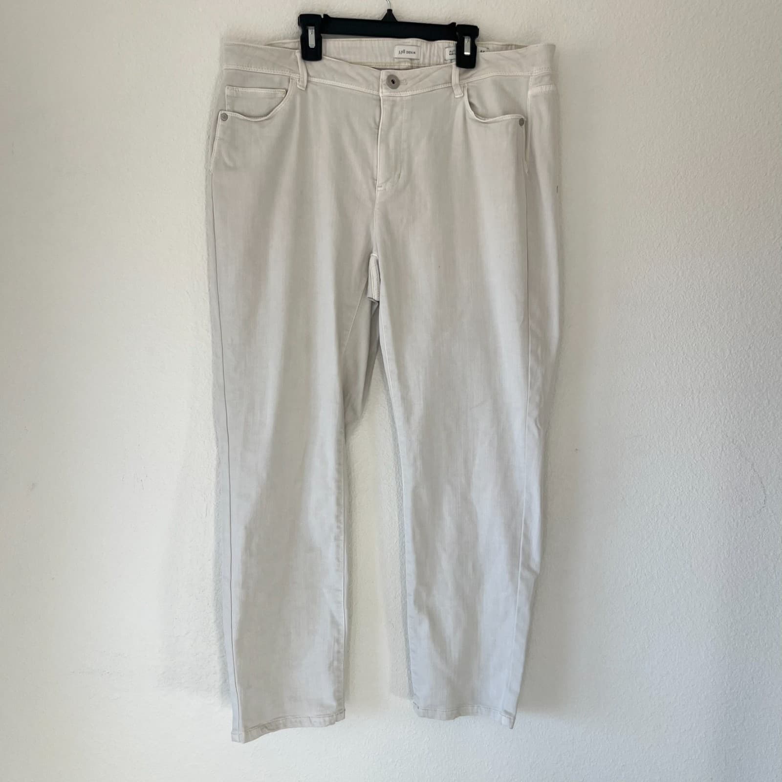 J Jill Authentic Fit Slim Ankle Jeans 16 White Classic Summer Stretch Casual