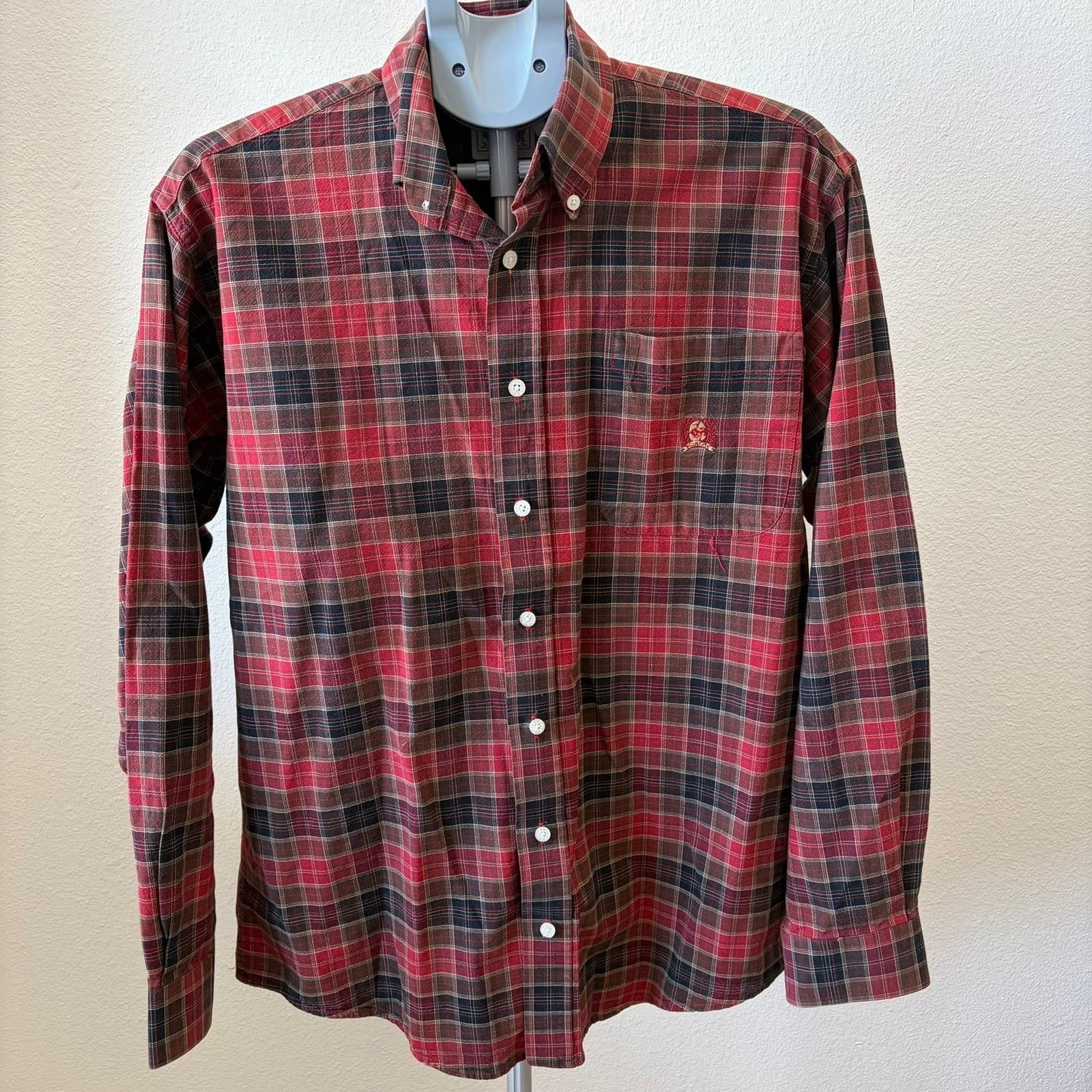 Cinch Button Down Shirt Mens Small Red Black Plaid Long Sleeve Western Logo