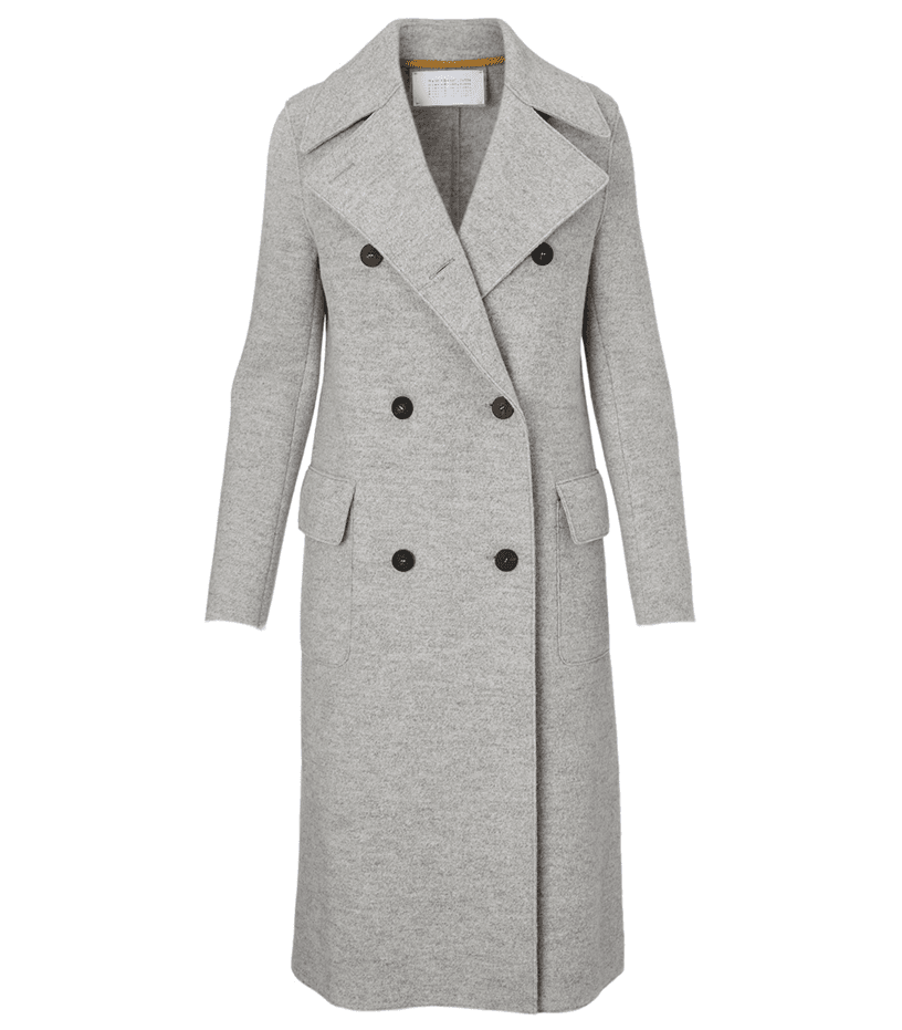 Harris Wharf London Trench Coat Womens 40 Gray Wool Double Breasted Autumn Italy