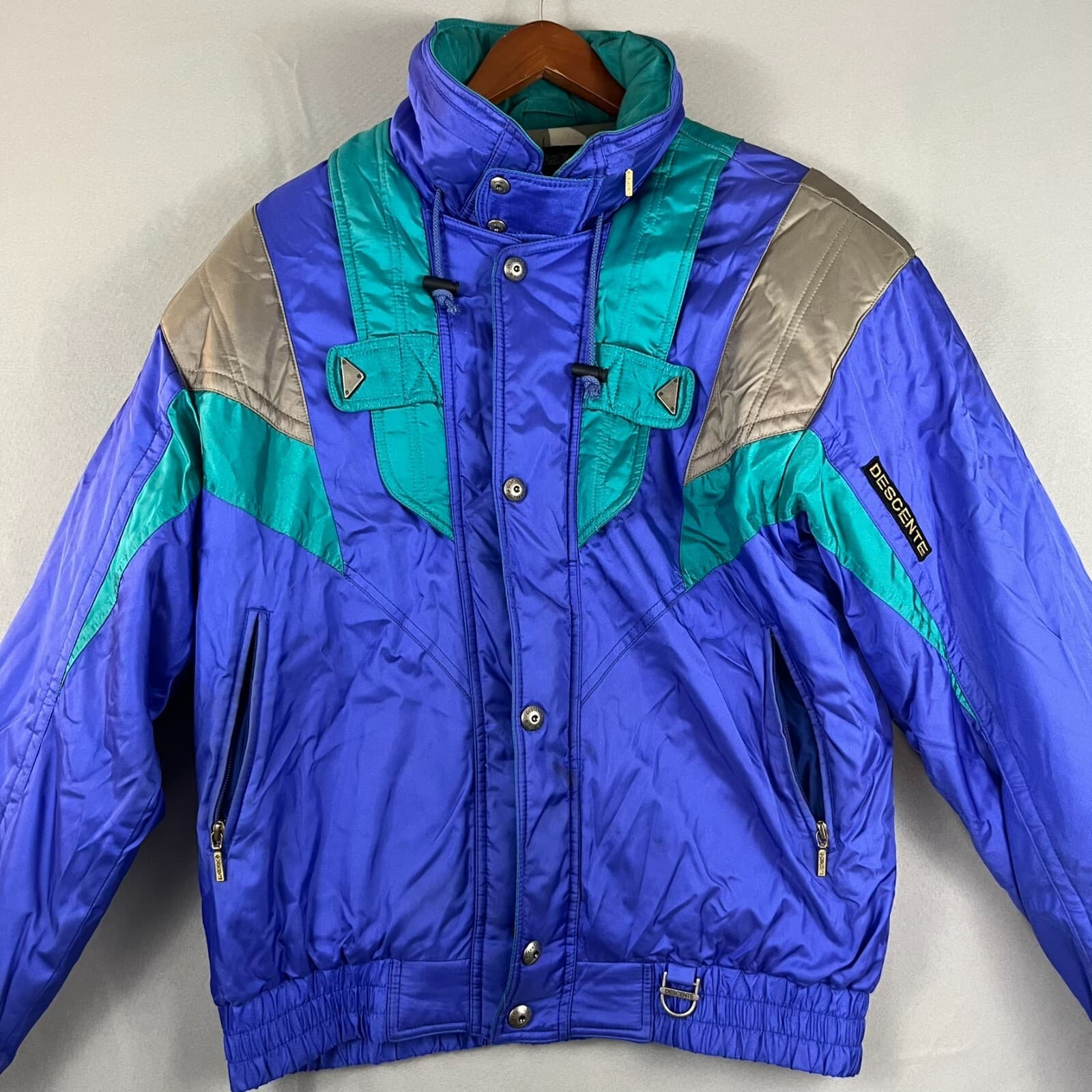 Vtg Descente Jacket Sz LG Blue Retro Ski Snowboarding Snow Outdoor Parka Coat