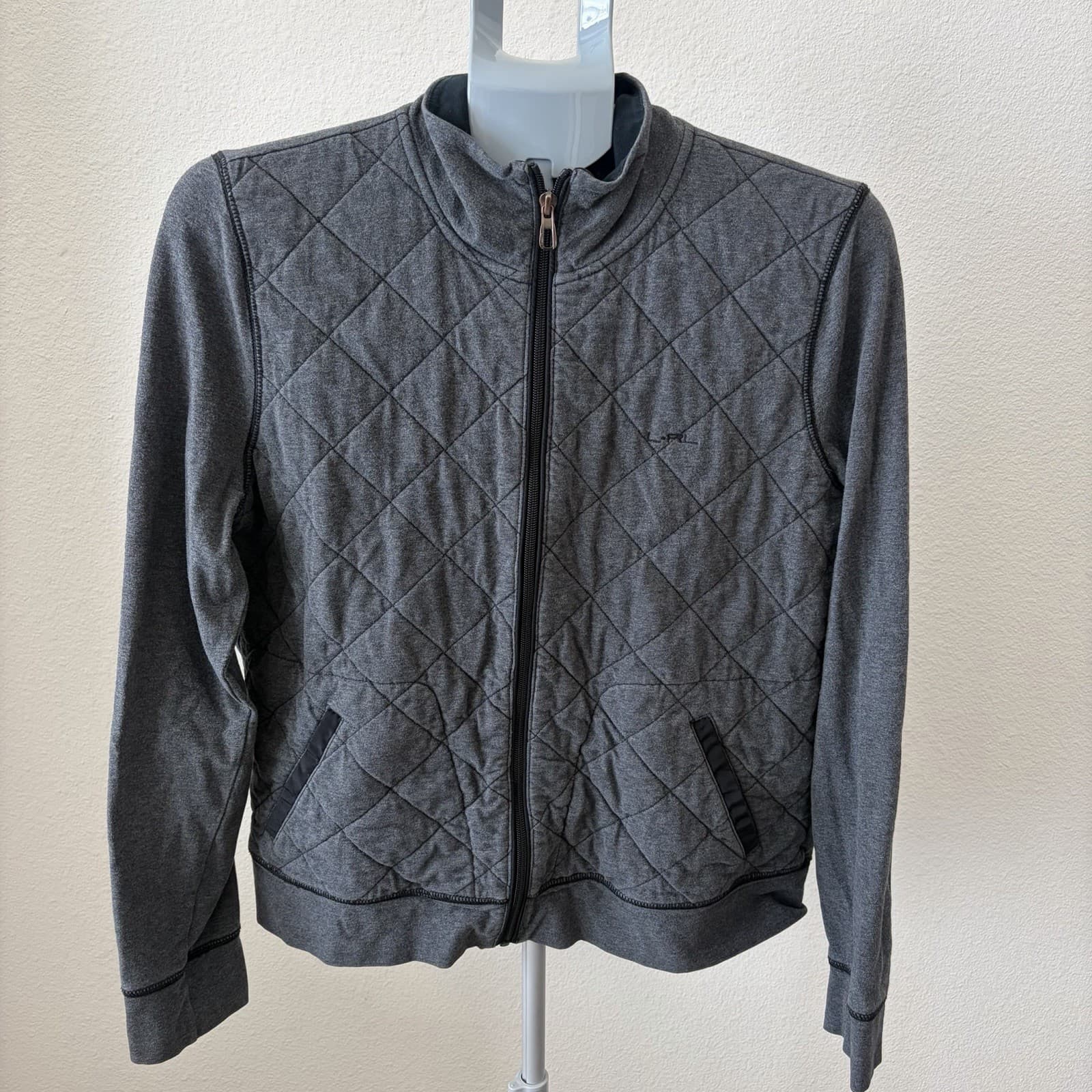 Lauren Ralph Lauren LRL Active Jacket Womens Sz L Gray Full Zip Quilted Running