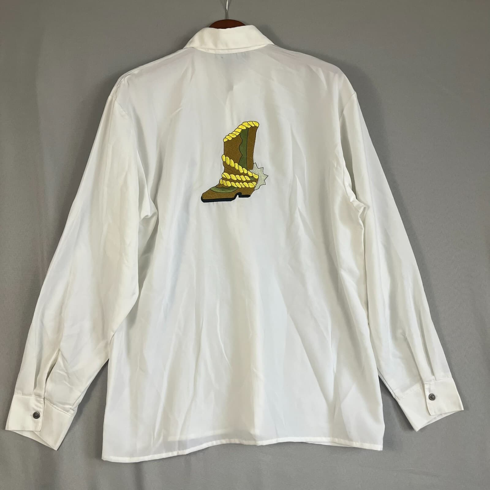Western Max Mens Shirt White Size XL Western Embroidered Cowboy Boot Roping NWT