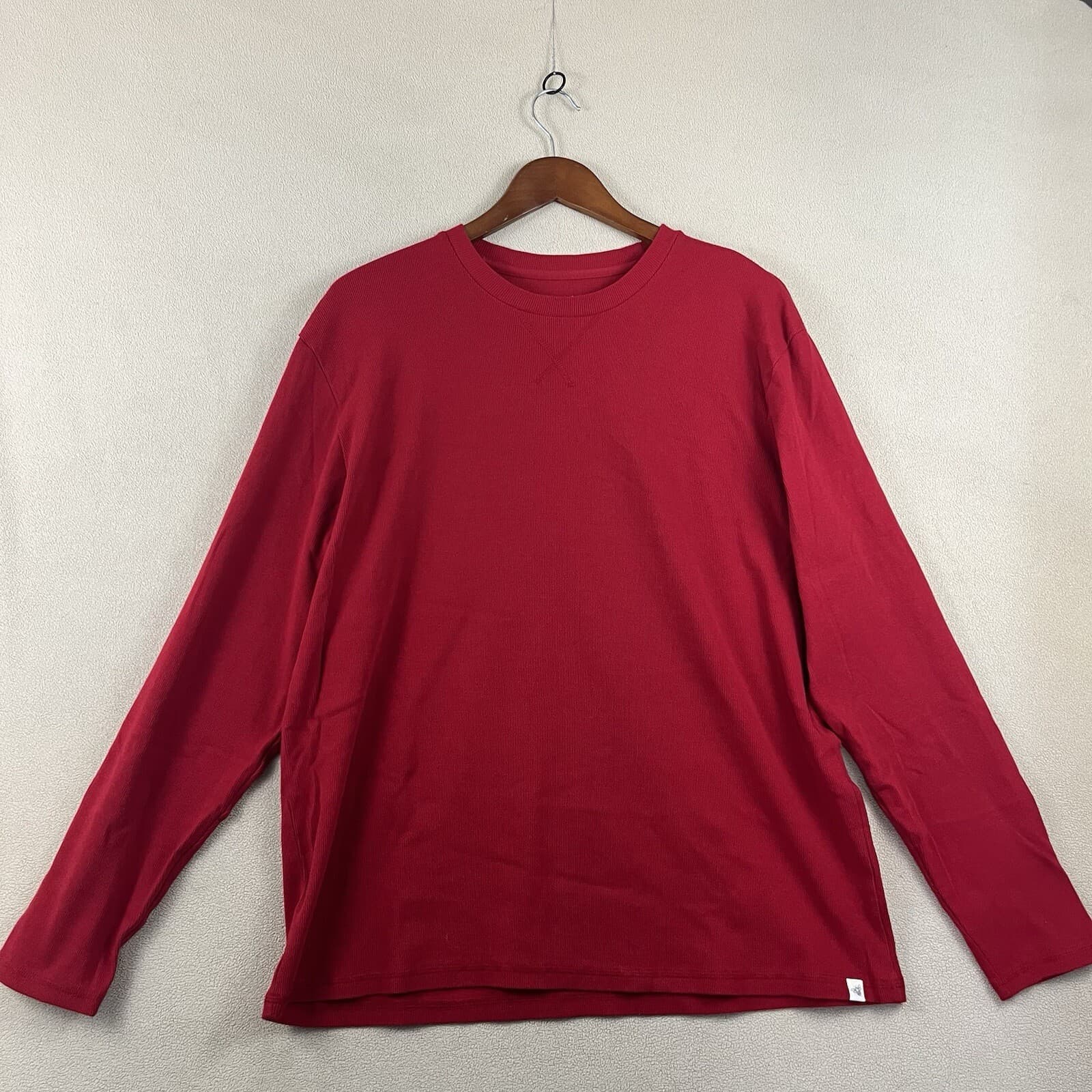 Burts Bees Unisex Sweater Sz XL Red Organic Cotton Long Sleeve Shirt Base Layer