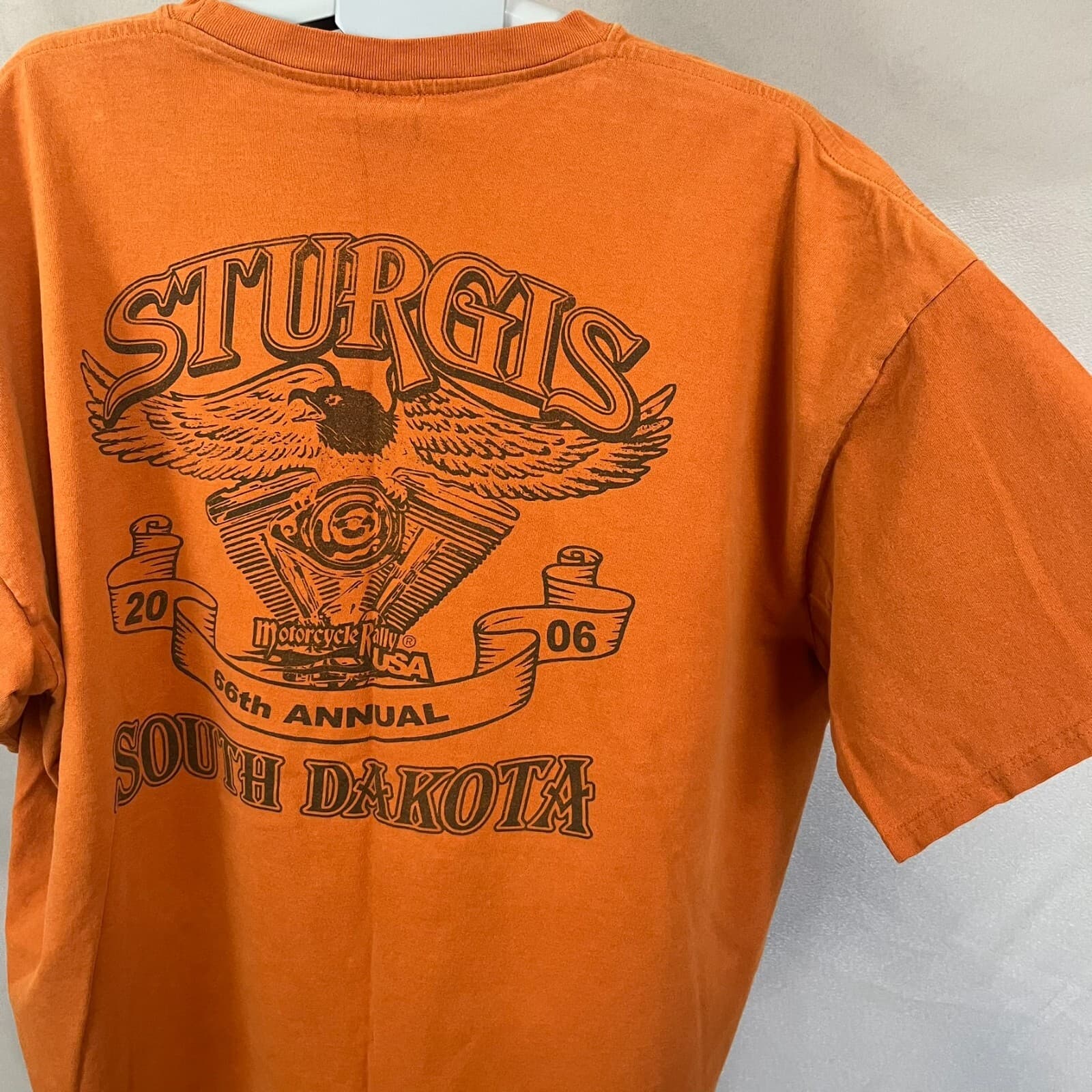 Vintage Sturgis 100% Cotton T-Shirt Orange 3XL Bike Week SD 2006 Double Sided