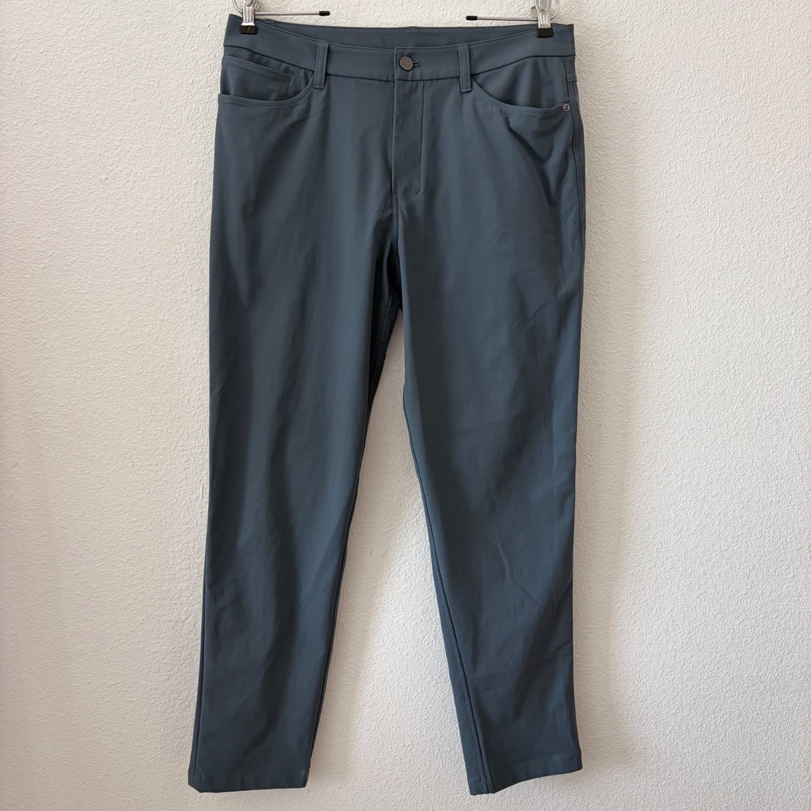 Lululemon ABC Pants 5 Pocket Warpstreme Men 32 Grey Tapered Tech Trouser Golf