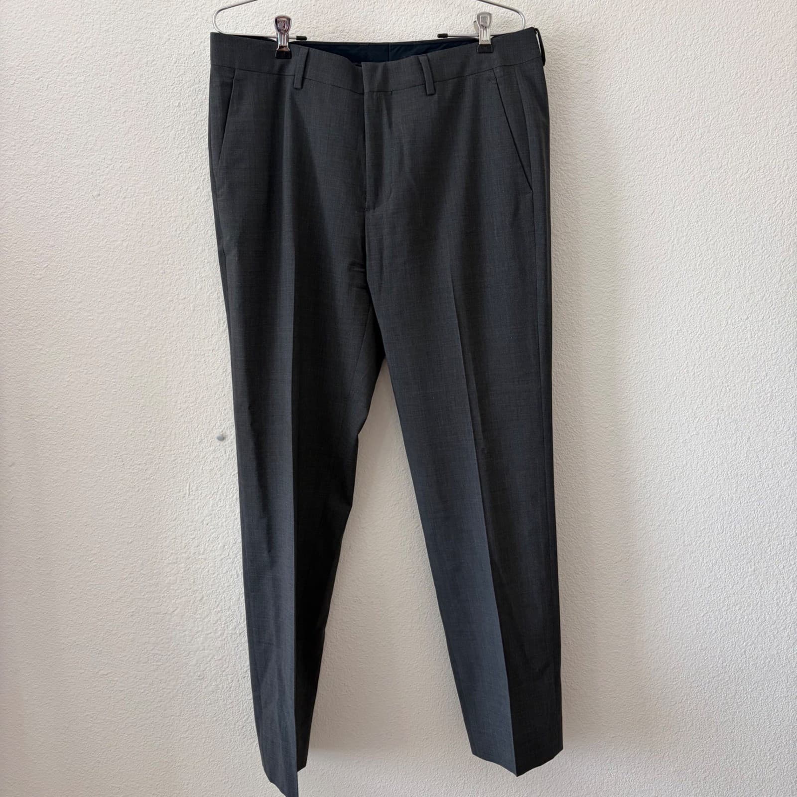 Bonobos Dress Pants Men 33x32 Grey Slim Fit Marzotto Wool Trousers 15687-GY001