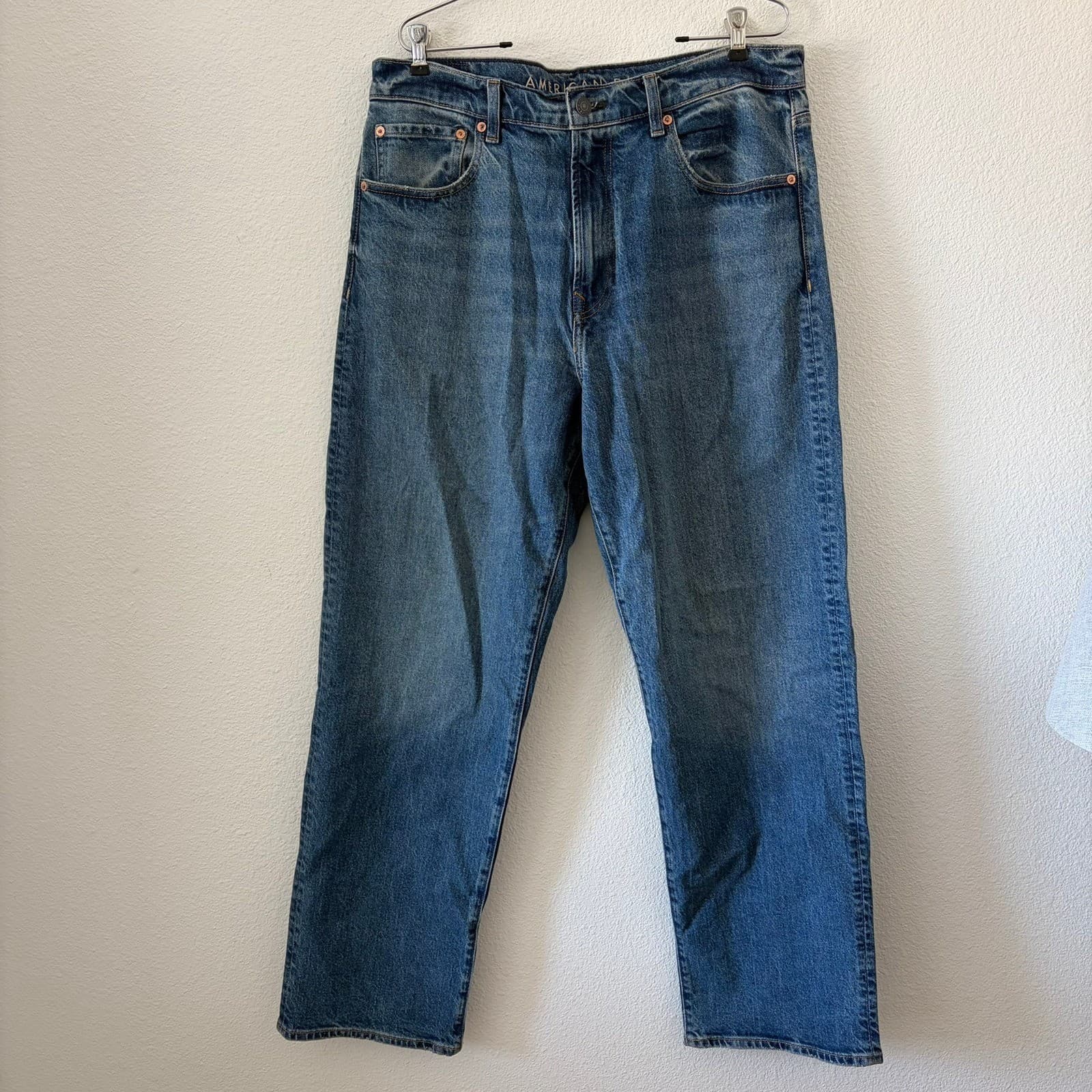 American Eagle Easyflex Jeans Mens 34x34 Blue Straight Leg Medium Wash Denim