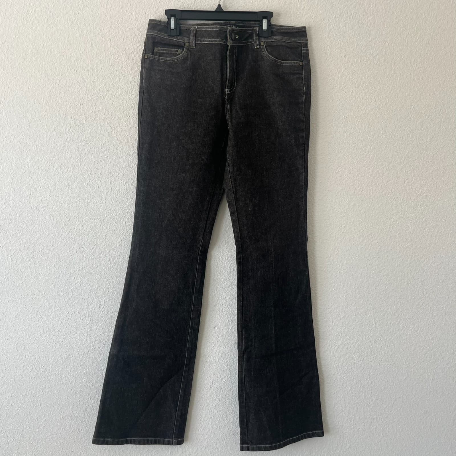 Lafayette 148 New York Bootcut Jeans Women's 2 Black Denim 5-Pockets Zip Fly