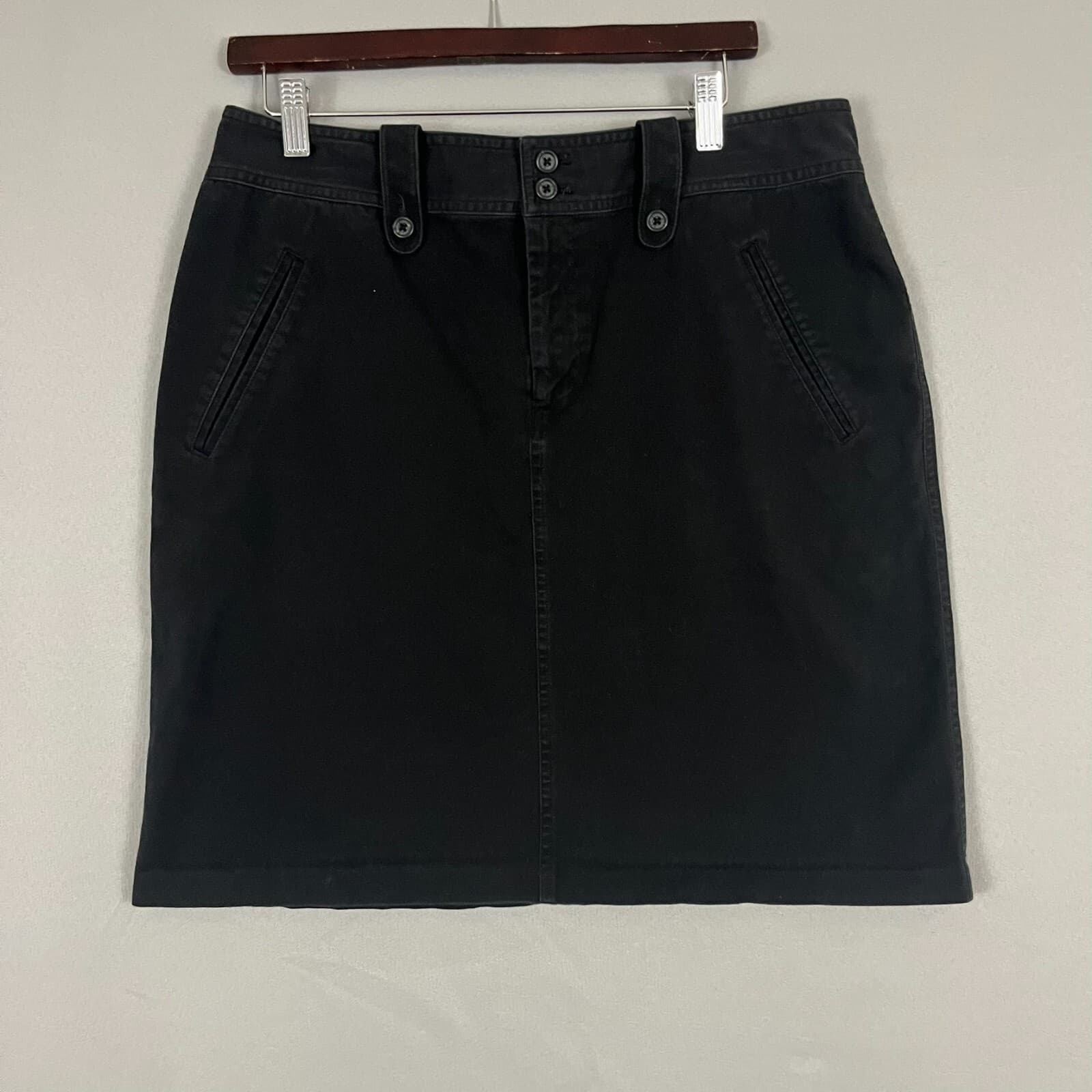 Lauren Ralph Lauren Womens Skirt 12 Black Denim Minimal Modest Western Coastal
