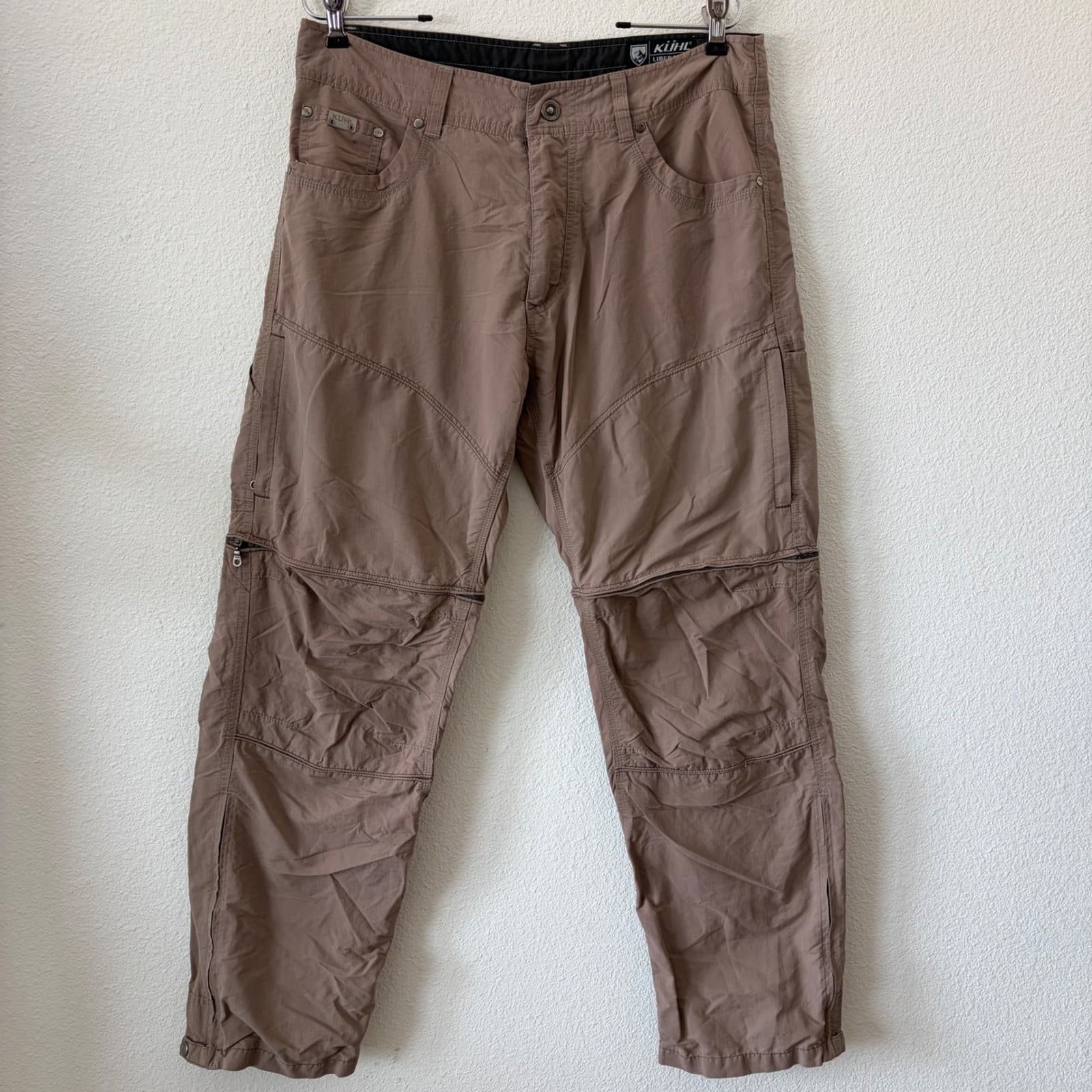 Kuhl Liberator Convertible Pants Mens 34x32 Brown Stealth Zip Off Hiking Utility