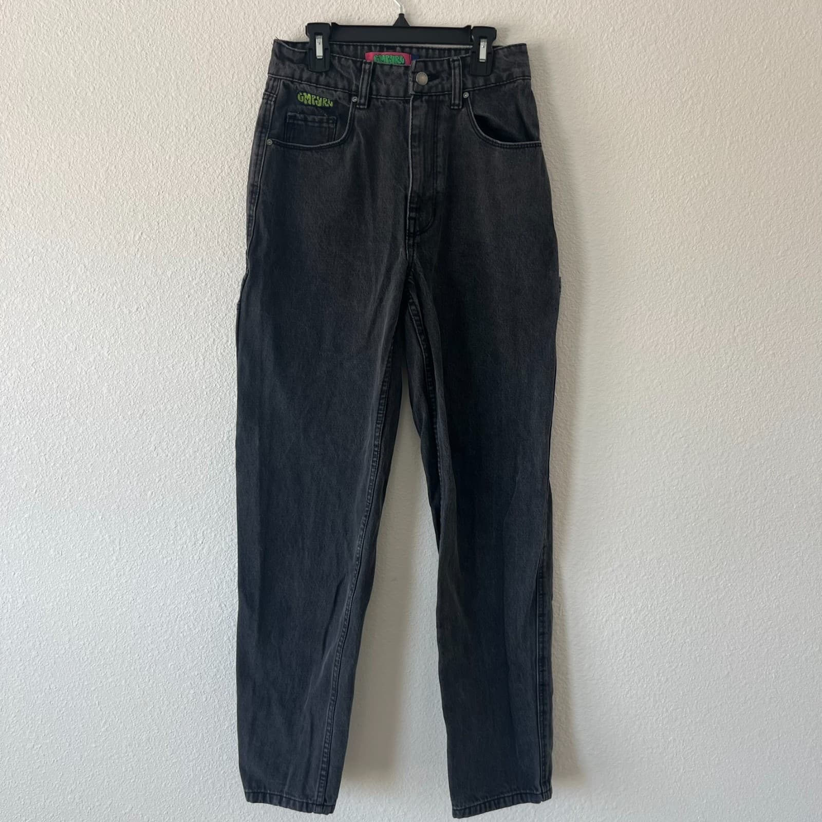 Empyre Tori Baggy Skater Cargo Jeans Women 0 Black Cotton 5-Pockets Straight Leg