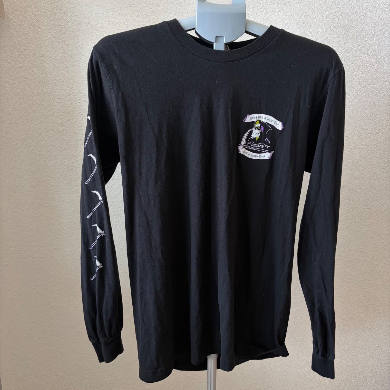 Dixxon Death Boy Long Sleeve T Shirt Mens M Black Grim Reaper Graphic