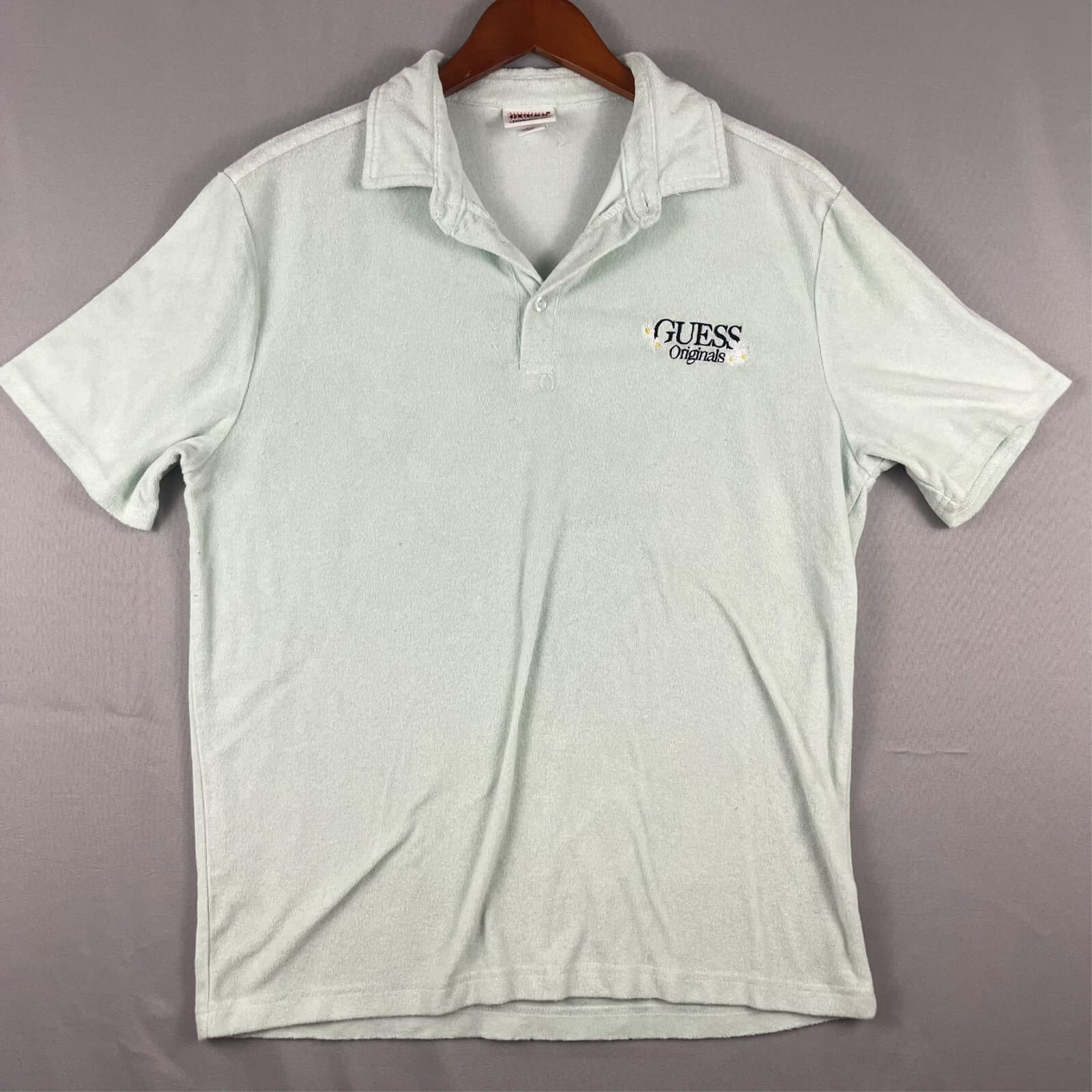 GUESS Women's Polo Shirt Size S/P Teal Green Terry Cloth Gym Sports Golf Running