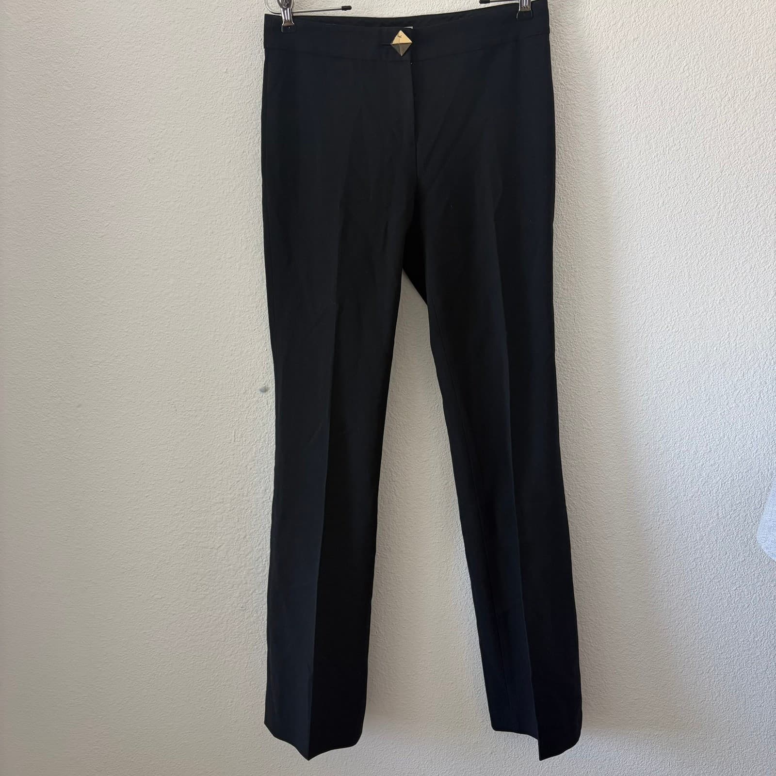 Kate Spade Trousers Women Size 2 Black Gold Stud Button Straight Leg Pants