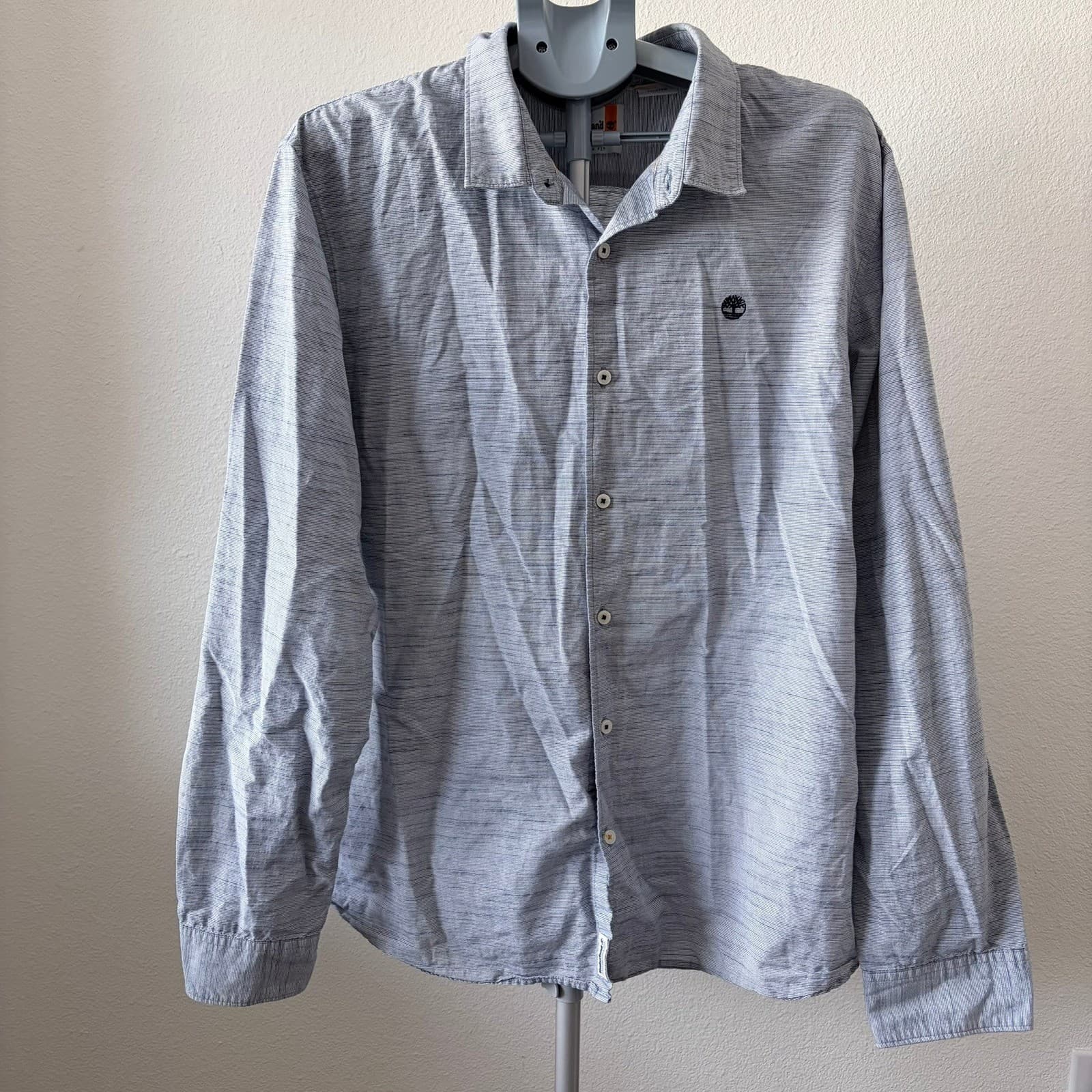 Timberland Mens XXL Slim Fit Long Sleeve Button Up Shirt Blue Stripe TB0A2DAG
