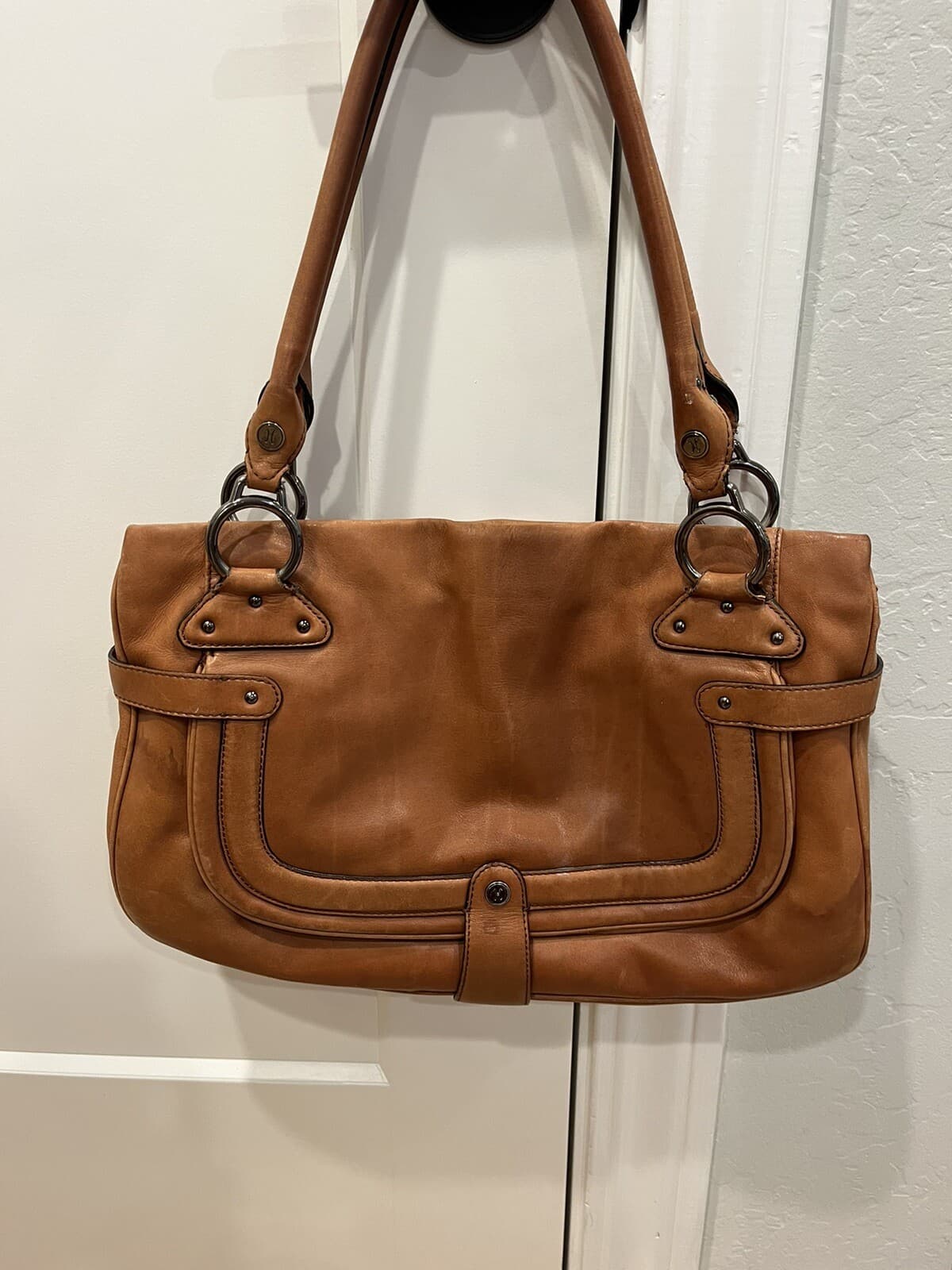 Cole Haan tan cognac brown tote shoulder bag purse