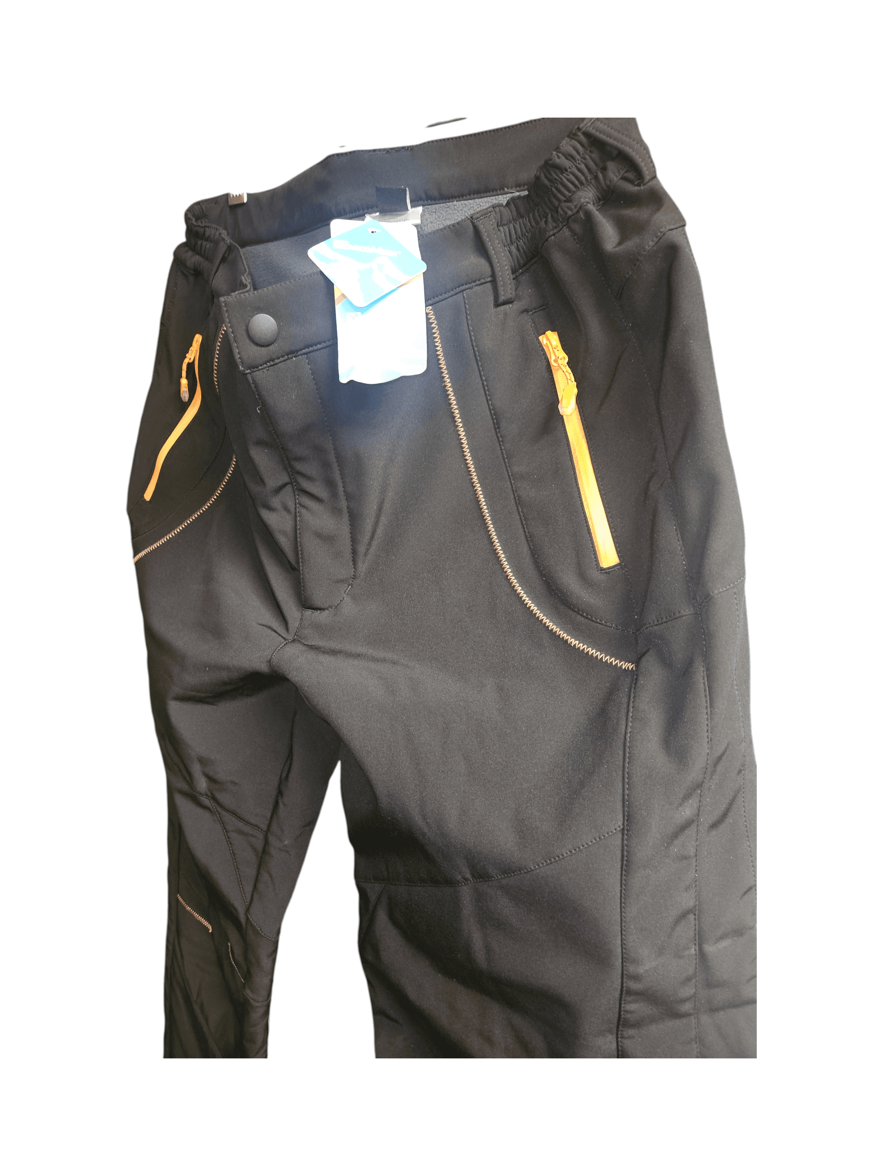 Black Outdoor Pants with Orange Zippers - Size M
