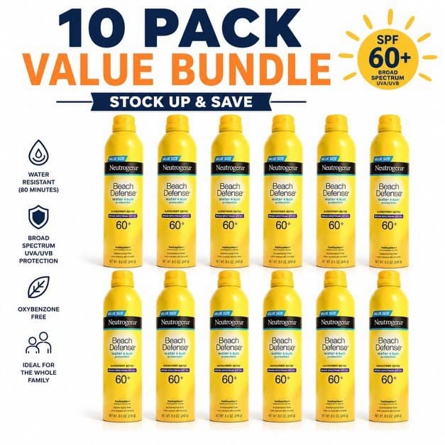 10 - Neutrogena Beach-Defense 60 SPF Water/Sun Protection Sunscreen Spray Lotion