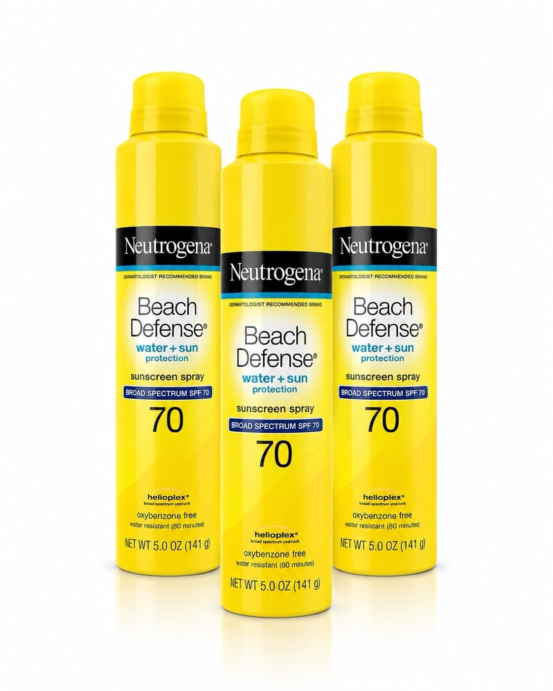 3PK- New Neutrogena SPF 70 Beach Defense Sunscreen Spray Lotion (5 Oz.)