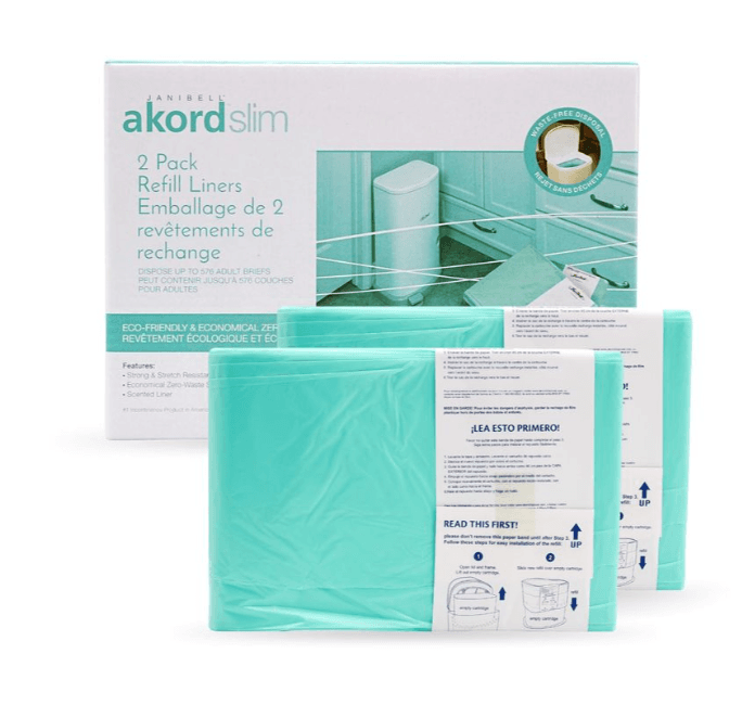 Janibell Akord Slim Adult Diaper Pail Refill Liners 2Ct Fits Akord 280 Slim P17K